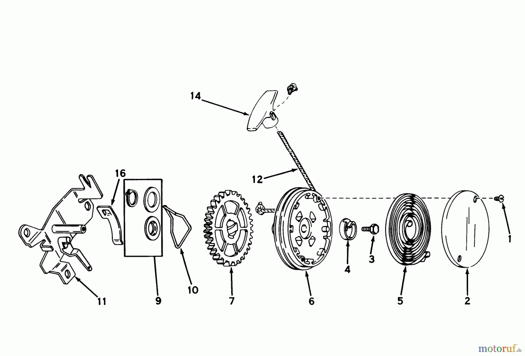  Toro Neu Mowers, Walk-Behind Seite 1 16077 - Toro Lawnmower, 1981 (1000001-1999999) REWIND STARTER NO. 590519