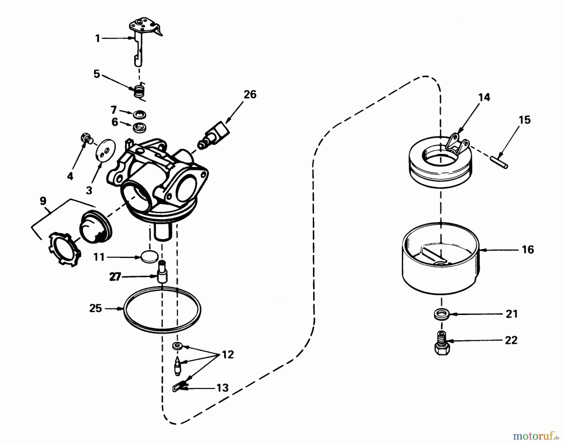 Toro Neu Mowers, Walk-Behind Seite 1 16077 - Toro Lawnmower, 1982 (2000001-2999999) CARBURETOR NO. 632050A