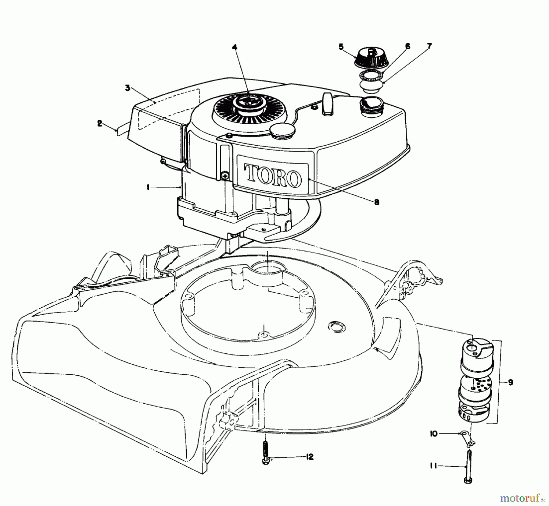 Toro Neu Mowers, Walk-Behind Seite 1 16077 - Toro Lawnmower, 1982 (2000001-2999999) ENGINE ASSEMBLY MODEL 16077 AND 16165