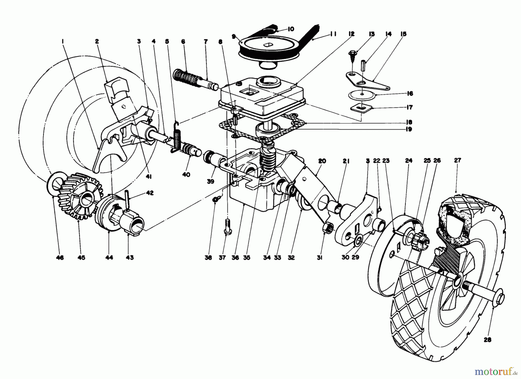 Toro Neu Mowers, Walk-Behind Seite 1 16297 - Toro Lawnmower, 1982 (2000001-2999999) GEAR CASE ASSEMBLY MODEL 16297