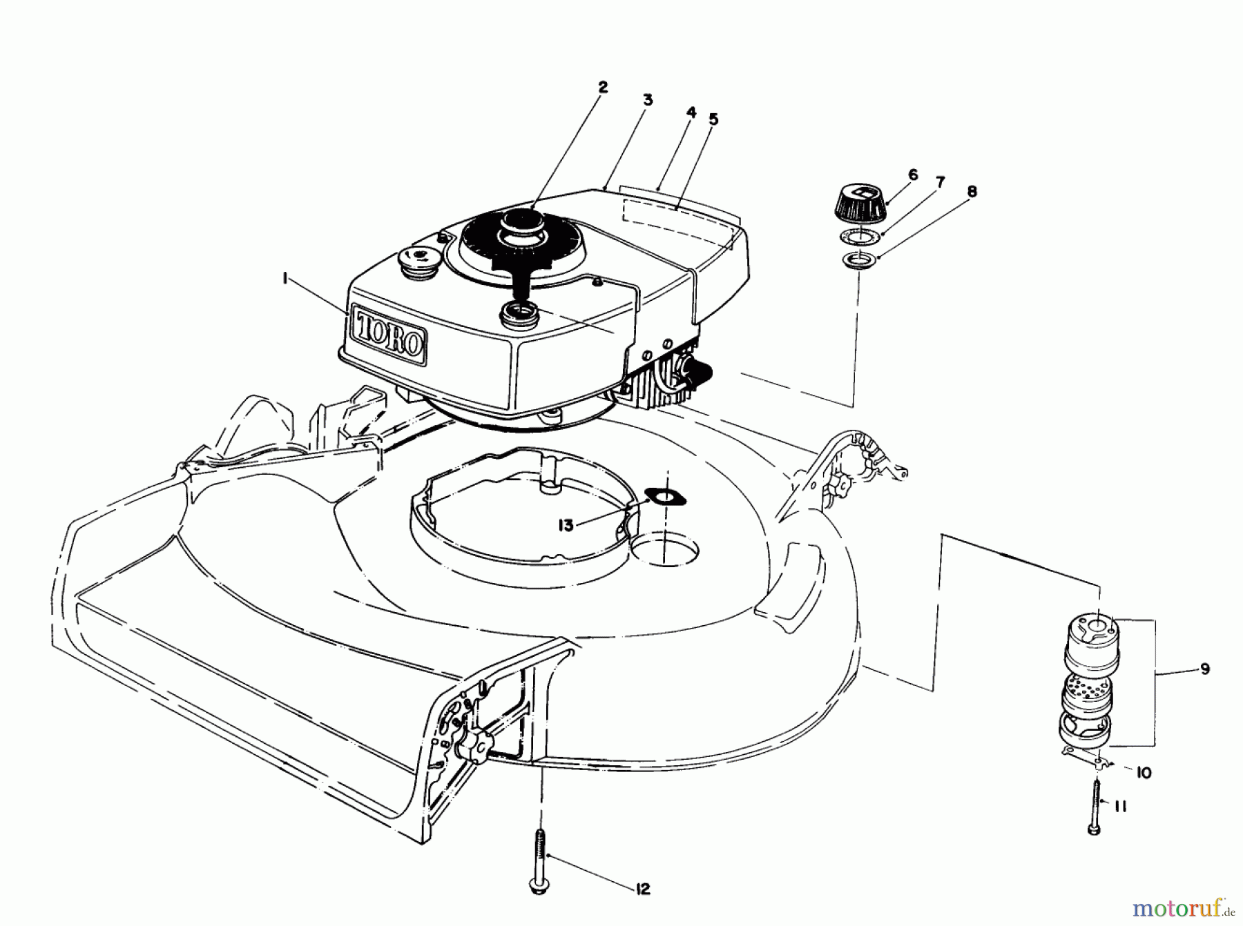 Toro Neu Mowers, Walk-Behind Seite 1 16165C - Toro Lawnmower, 1986 (6000001-6999999) ENGINE ASSEMBLY