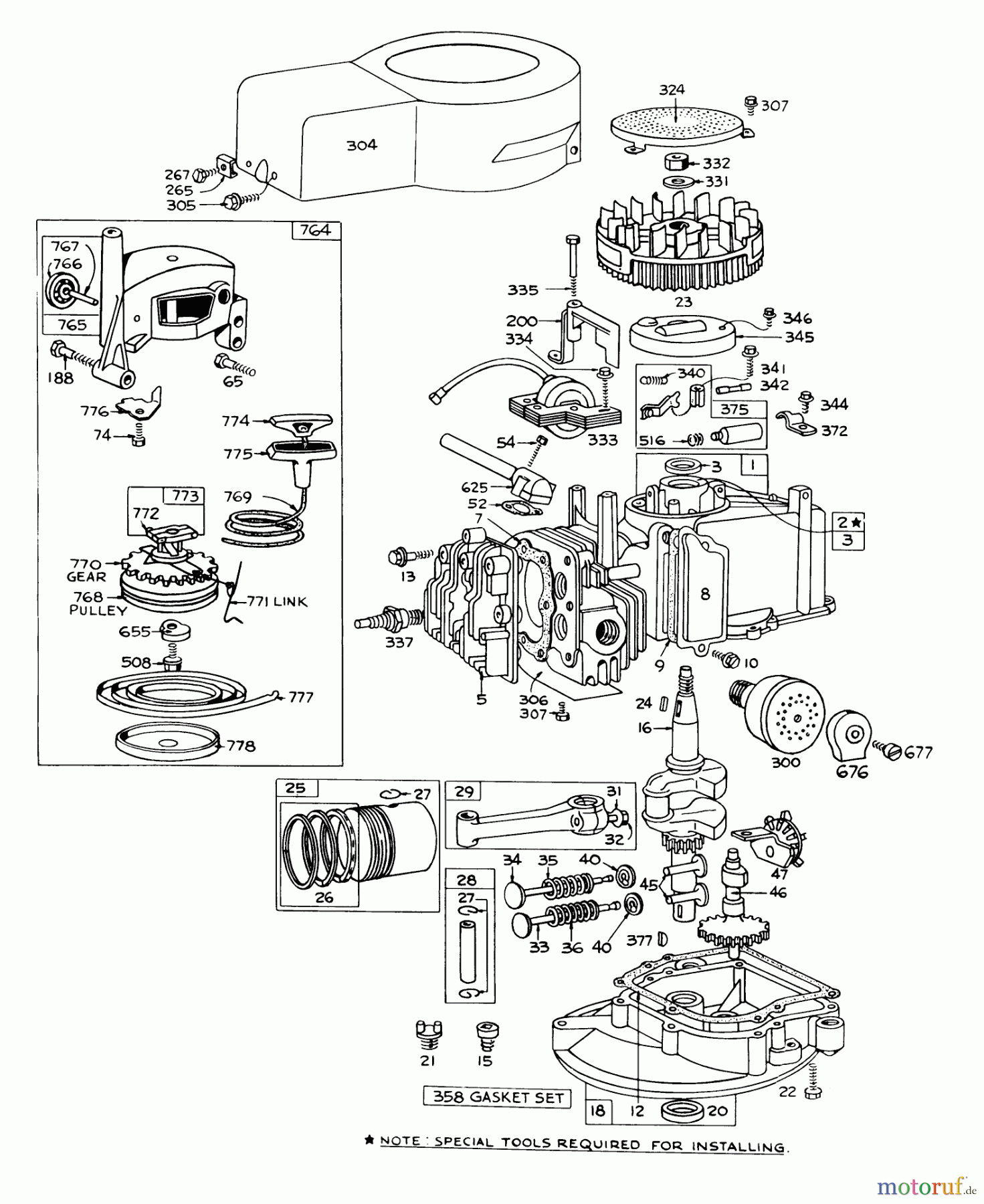 Toro Neu Mowers, Walk-Behind Seite 1 16172 - Toro Lawnmower, 1973 (3000001-3999999) ENGINE BRIGGS & STRATTON - MODEL 92908-1223-03