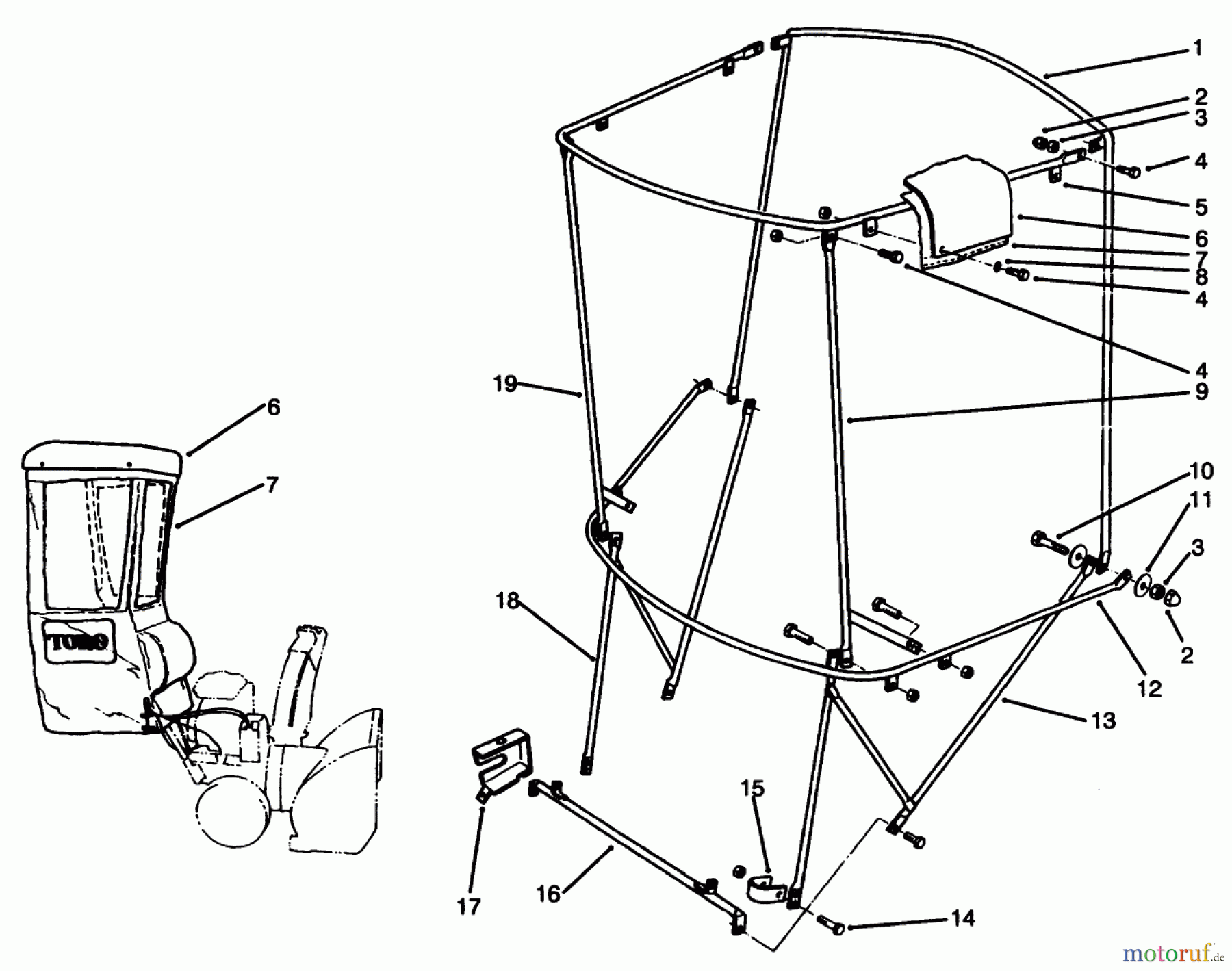 Toro Neu Accessories, Snow 68-9500 - Toro Snow Cab, Power Shift Snowthrowers SNOWCAB ASSEMBLY