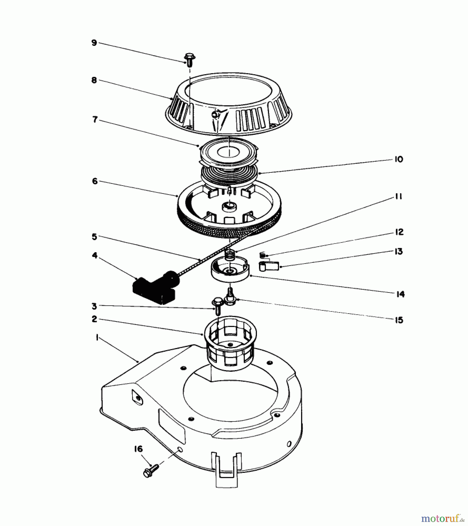 Toro Neu Mowers, Walk-Behind Seite 1 16202C - Toro Lawnmower, 1986 (6000001-6999999) RECOIL ASSEMBLY