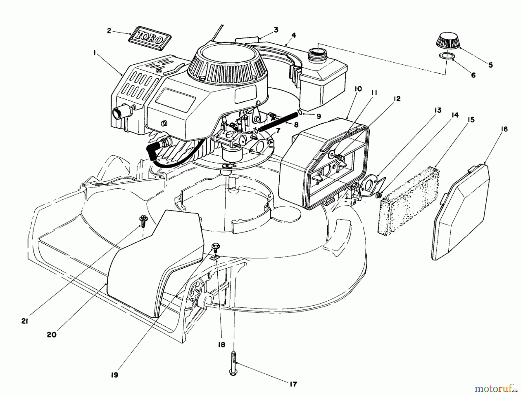 Toro Neu Mowers, Walk-Behind Seite 1 16212 - Toro Lawnmower, 1984 (4000001-4999999) ENGINE ASSEMBLY