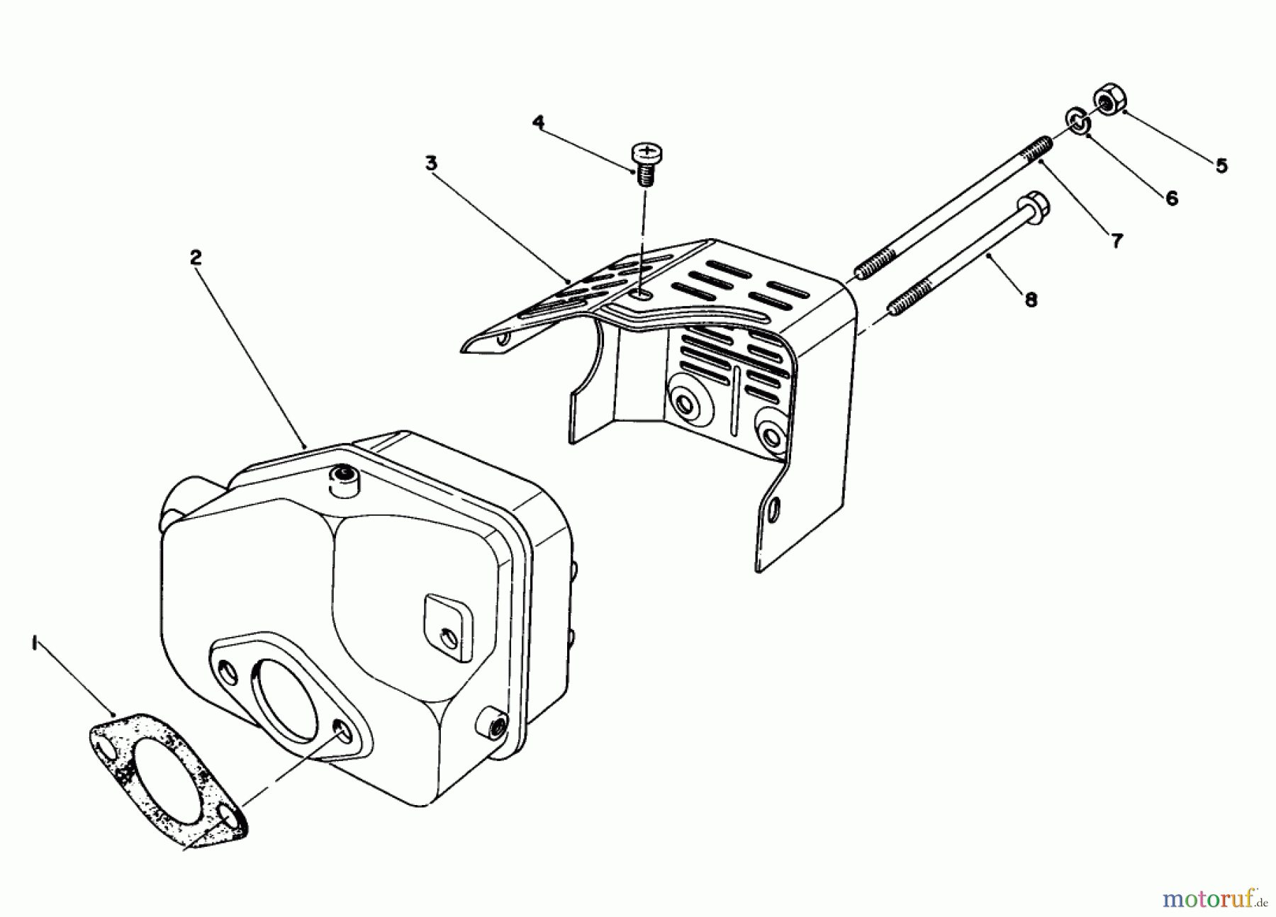 Toro Neu Mowers, Walk-Behind Seite 1 16212 - Toro Lawnmower, 1984 (4000001-4999999) MUFFLER ASSEMBLY