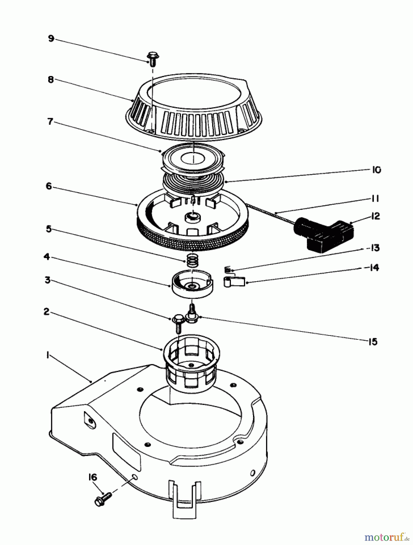 Toro Neu Mowers, Walk-Behind Seite 1 16212 - Toro Lawnmower, 1984 (4000001-4999999) RECOIL ASSEMBLY