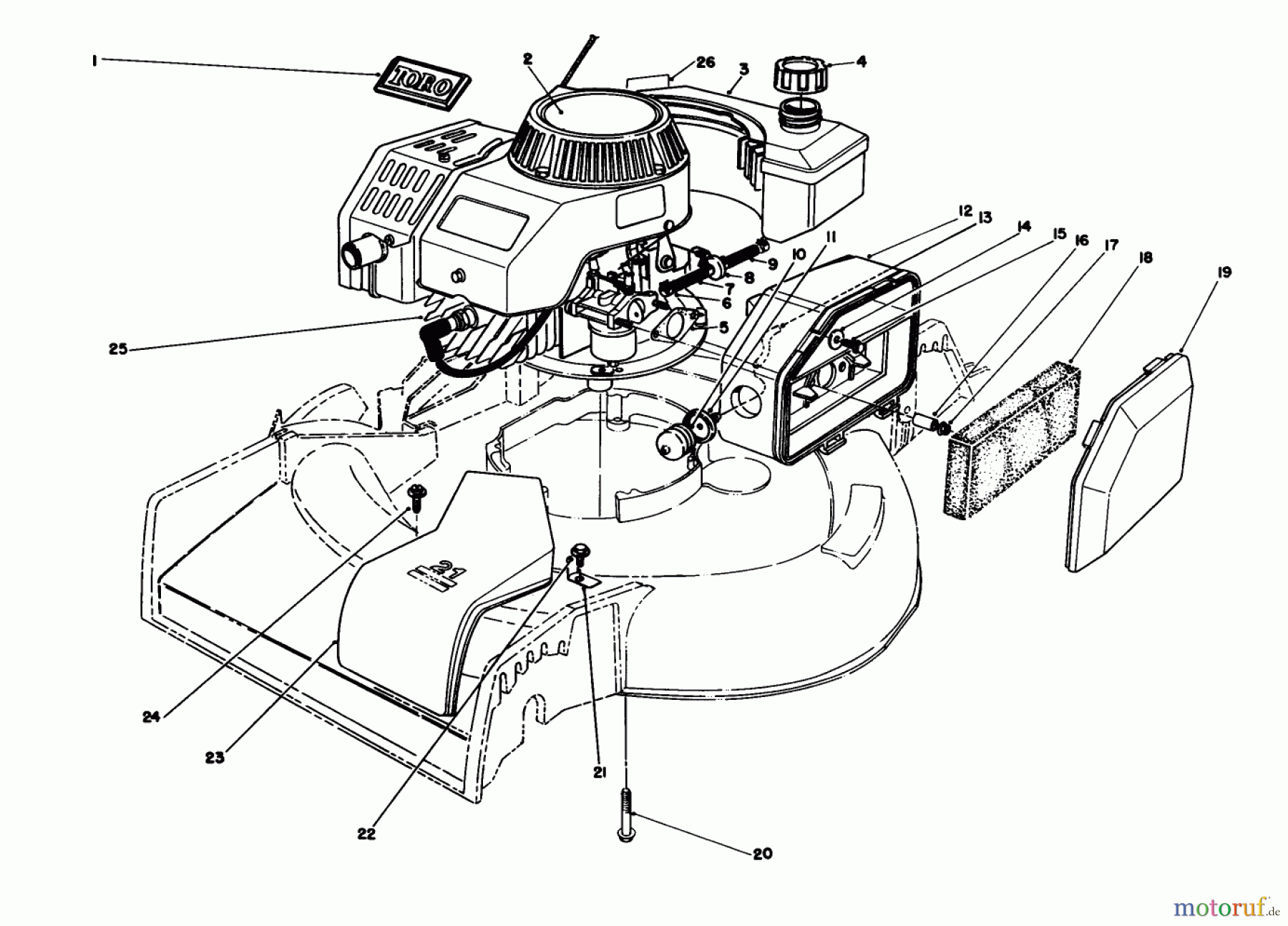 Toro Neu Mowers, Walk-Behind Seite 1 16212B - Toro Lawnmower, 1992 (2000001-2999999) ENGINE ASSEMBLY