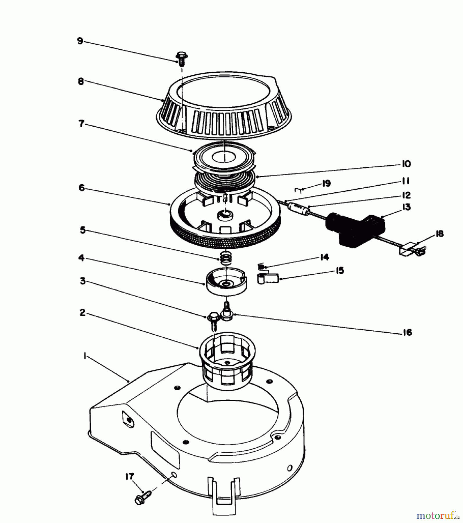 Toro Neu Mowers, Walk-Behind Seite 1 16212B - Toro Lawnmower, 1992 (2000001-2999999) RECOIL ASSEMBLY (MODEL NO. 47PM1-1)