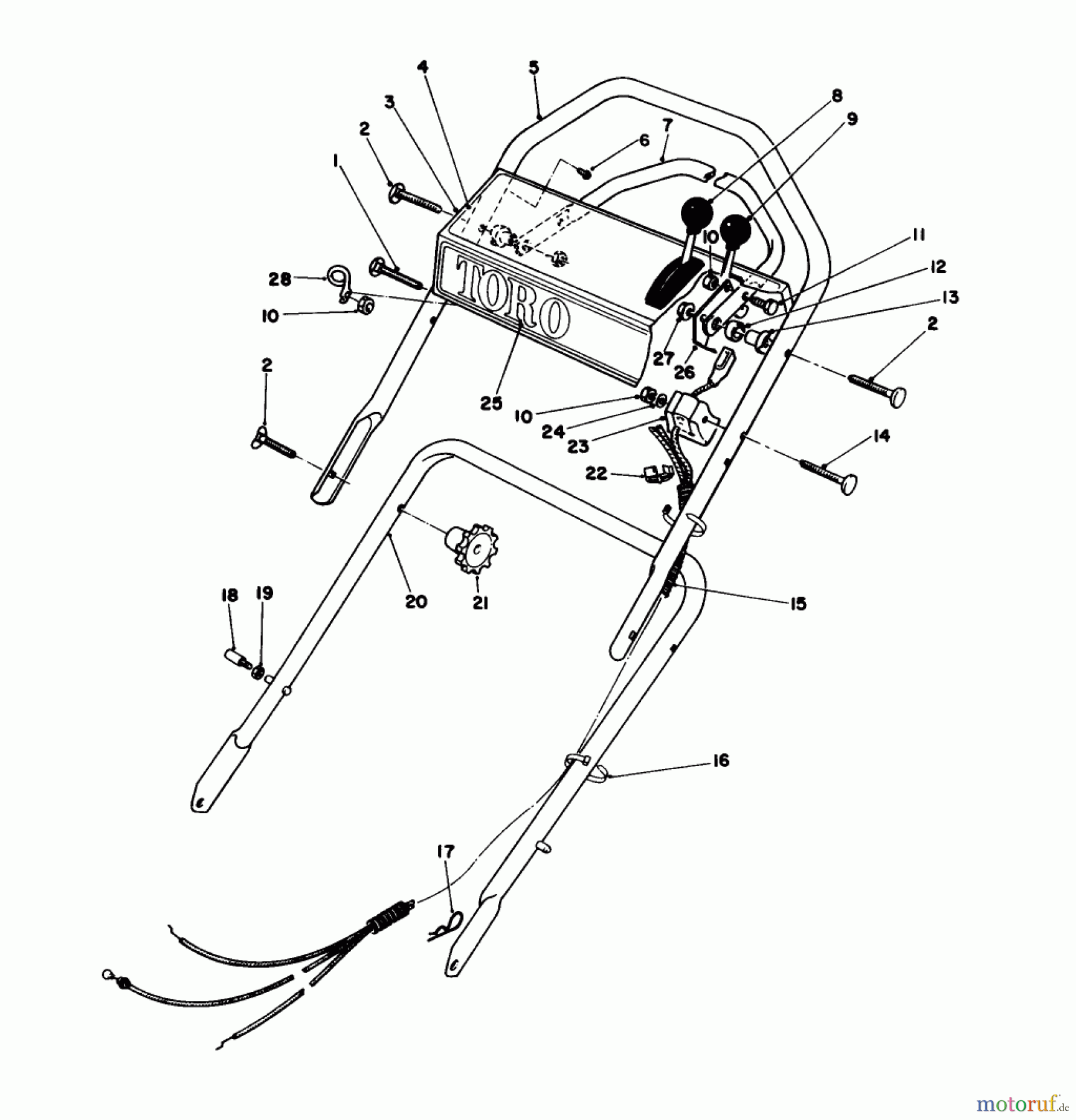  Toro Neu Mowers, Walk-Behind Seite 1 16212C - Toro Lawnmower, 1986 (6000001-6999999) HANDLE ASSEMBLY
