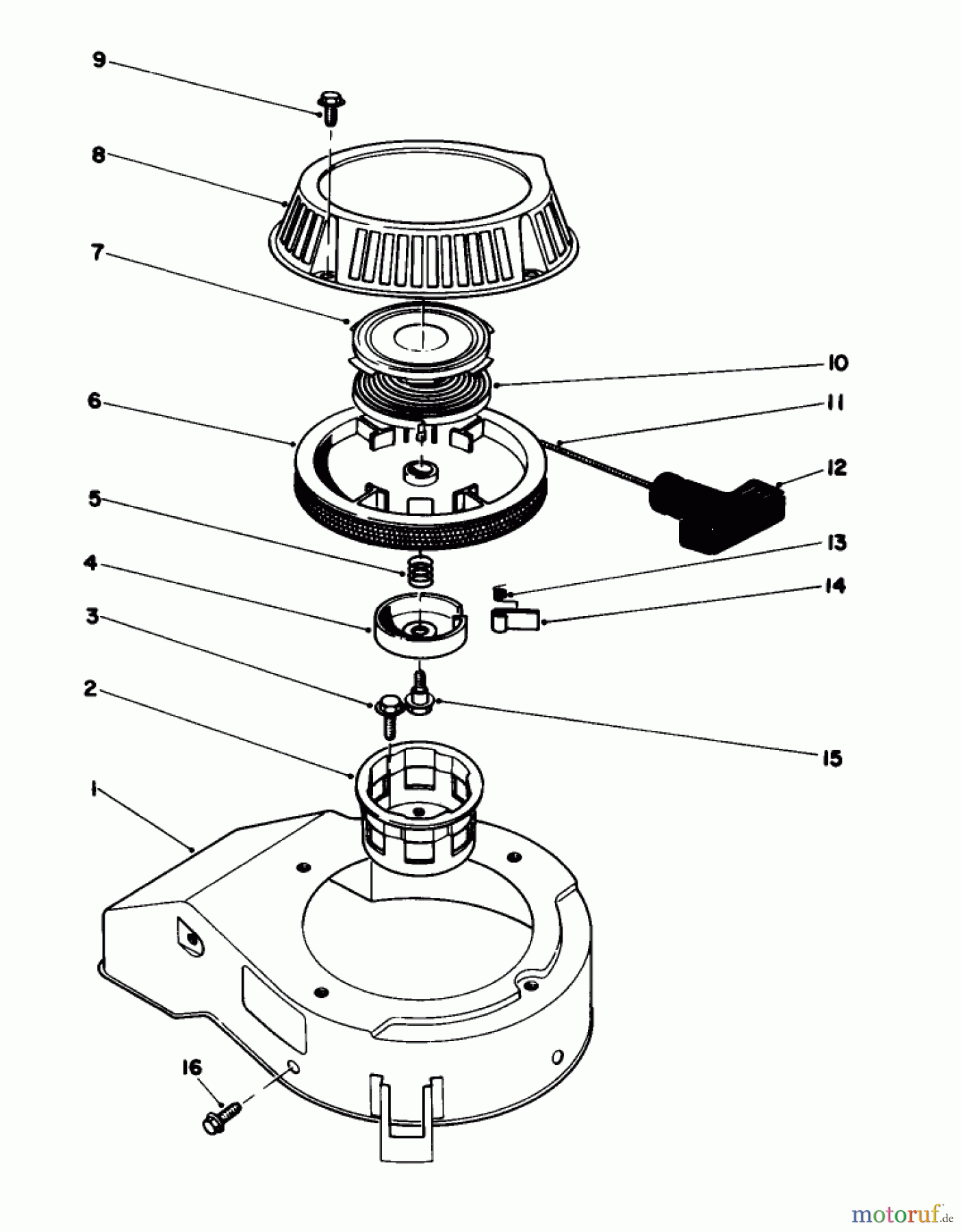 Toro Neu Mowers, Walk-Behind Seite 1 16212C - Toro Lawnmower, 1987 (7000001-7999999) RECOIL ASSEMBLY (MODEL NO. 47PG6)