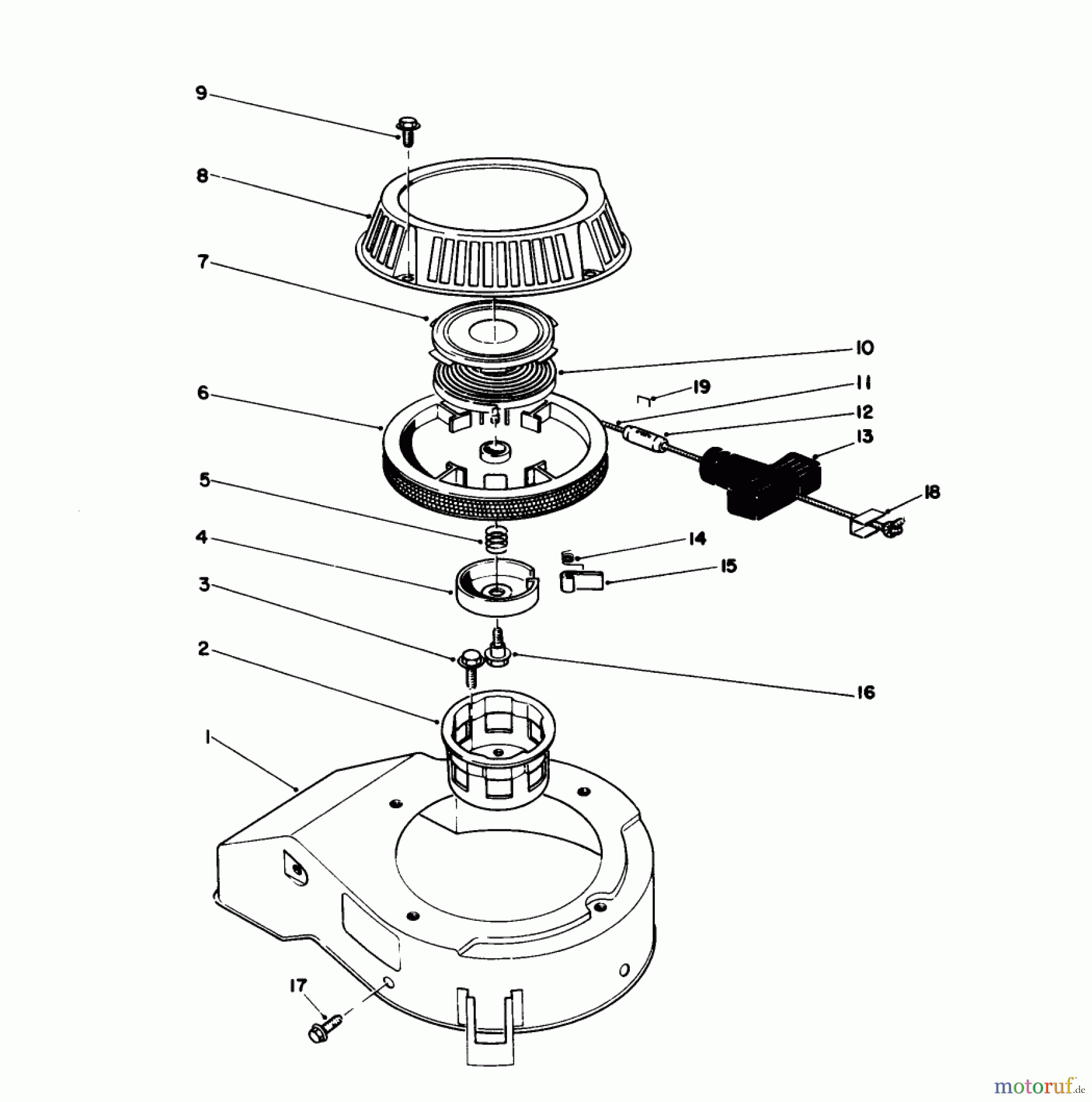 Toro Neu Mowers, Walk-Behind Seite 1 16212C - Toro Lawnmower, 1989 (9000001-9999999) RECOIL ASSEMBLY (MODEL NO. 47PJ8)