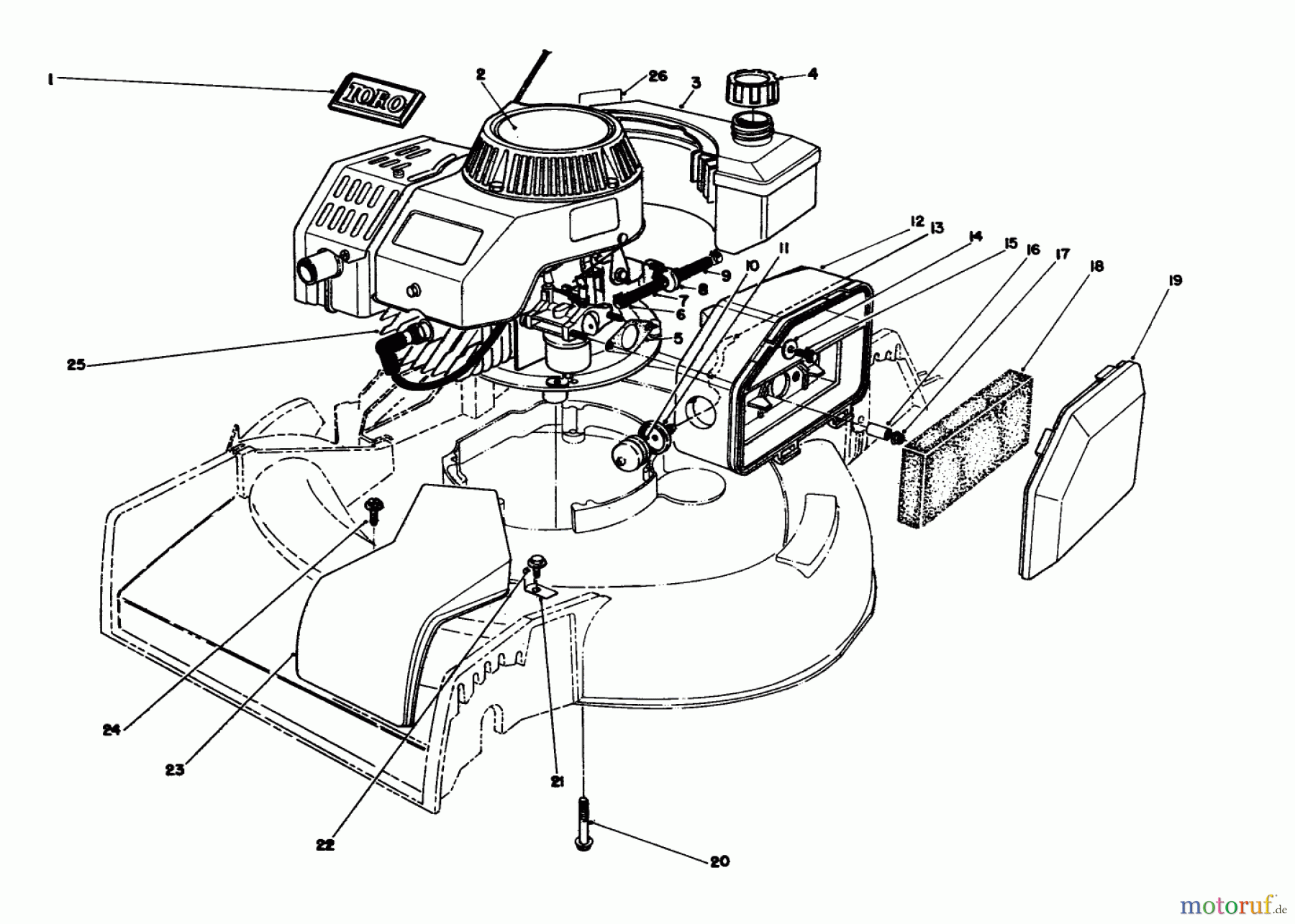 Toro Neu Mowers, Walk-Behind Seite 1 16212CG - Toro Lawnmower, 1989 (9000001-9999999) ENGINE ASSEMBLY