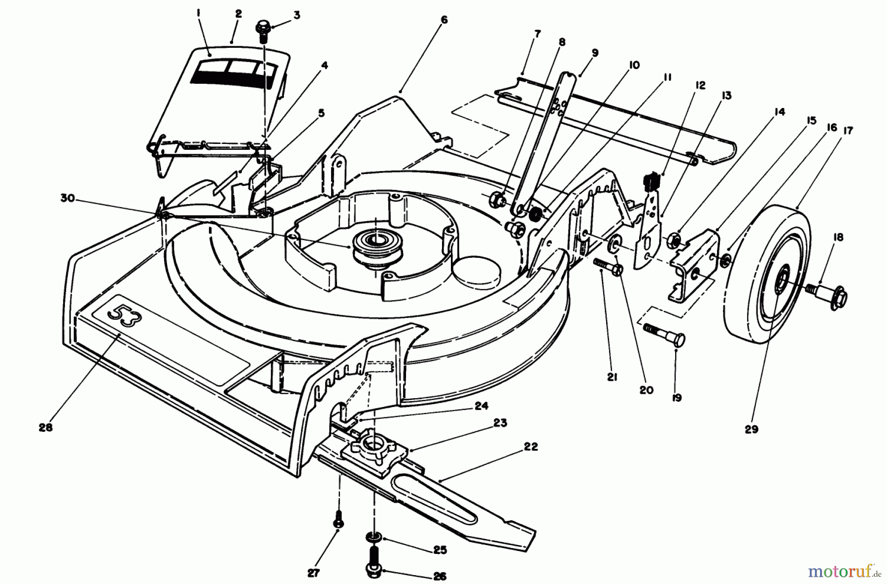 Toro Neu Mowers, Walk-Behind Seite 1 16212CG - Toro Lawnmower, 1989 (9000001-9999999) HOUSING ASSEMBLY