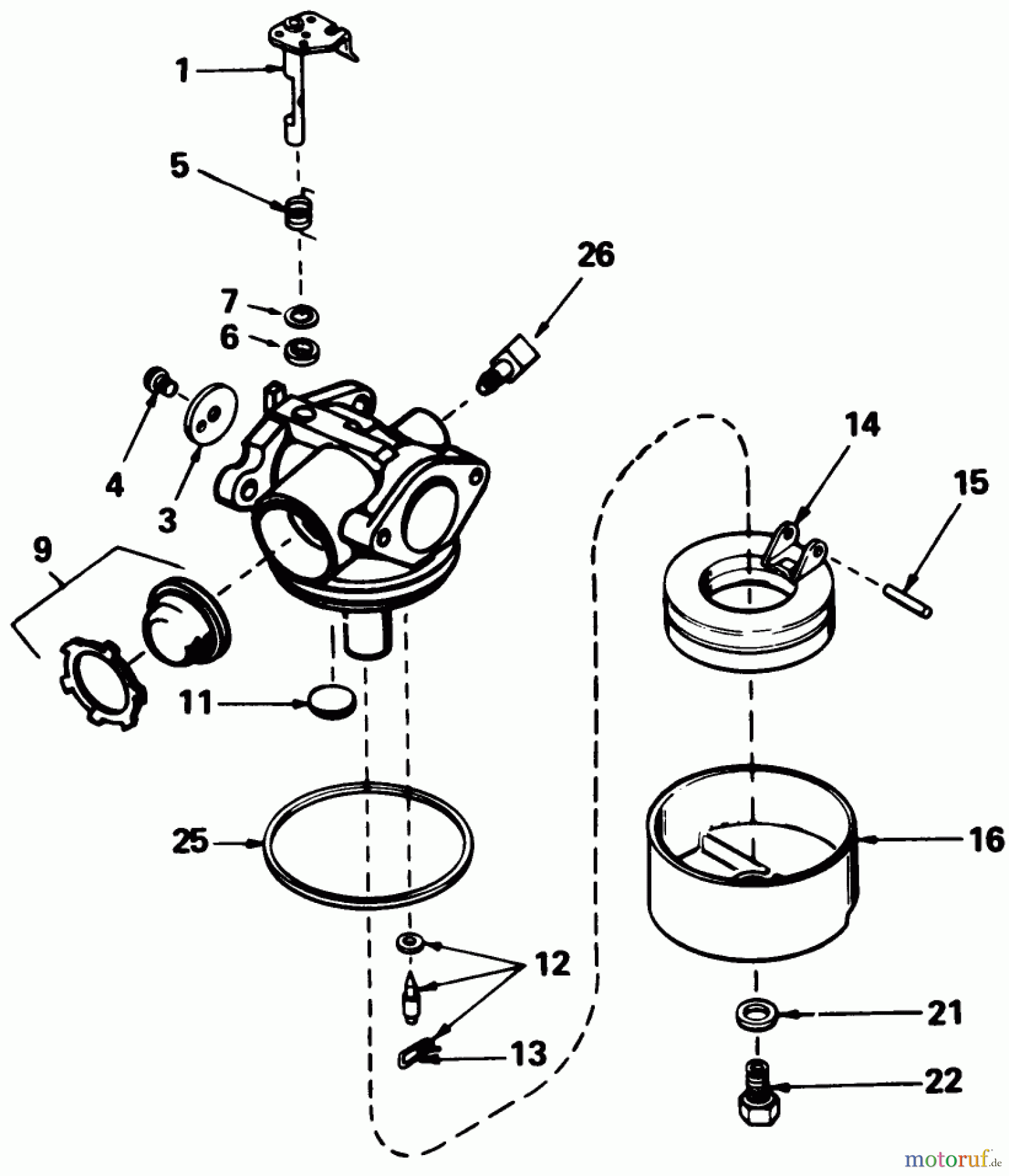 Toro Neu Mowers, Walk-Behind Seite 1 16212W - Toro Lawnmower, 1990 (0000001-0999999) CARBURETOR NO. 632098