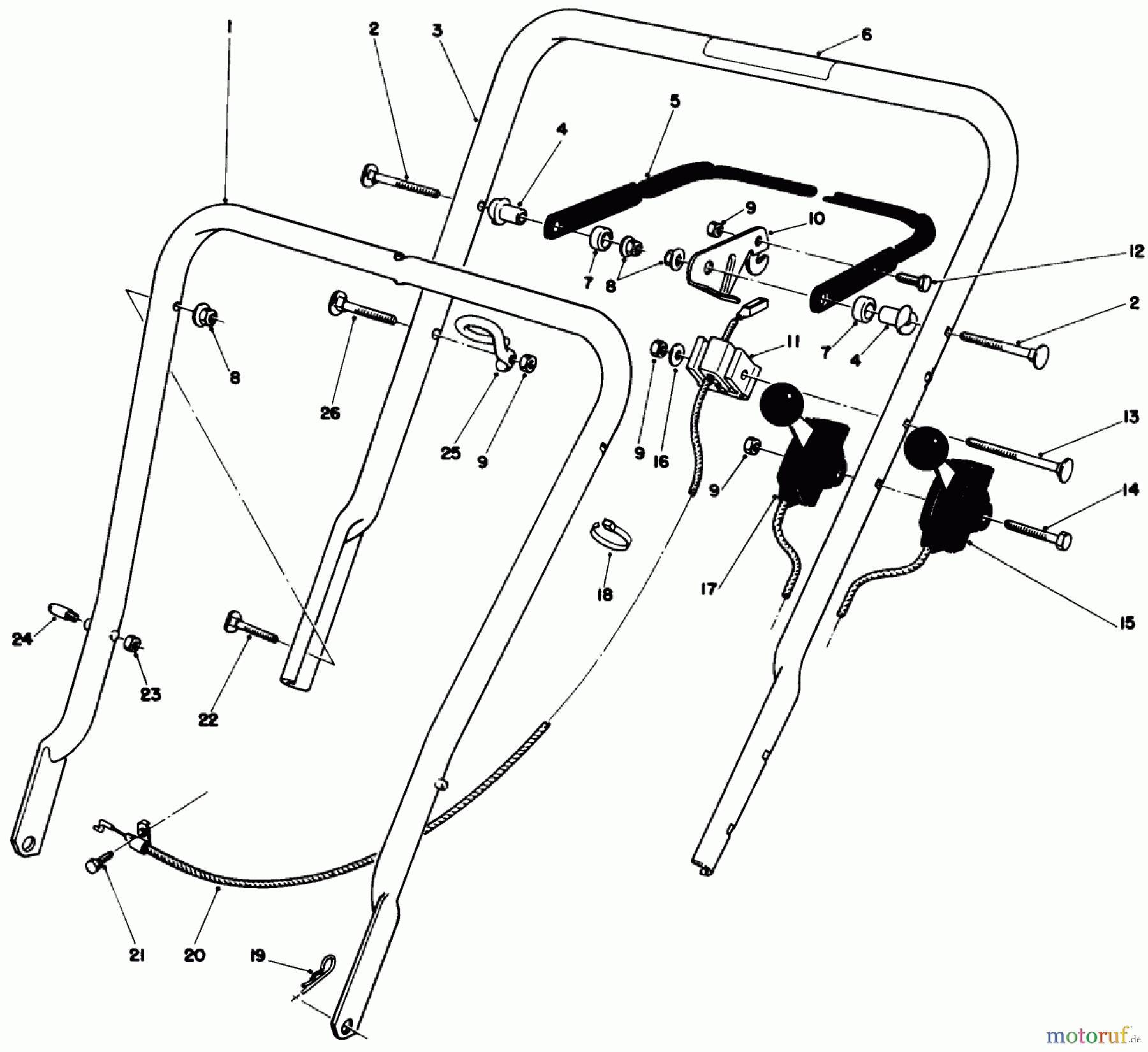 Toro Neu Mowers, Walk-Behind Seite 1 16776 - Toro Lawnmower, 1990 (0000001-0999999) HANDLE ASSEMBLY