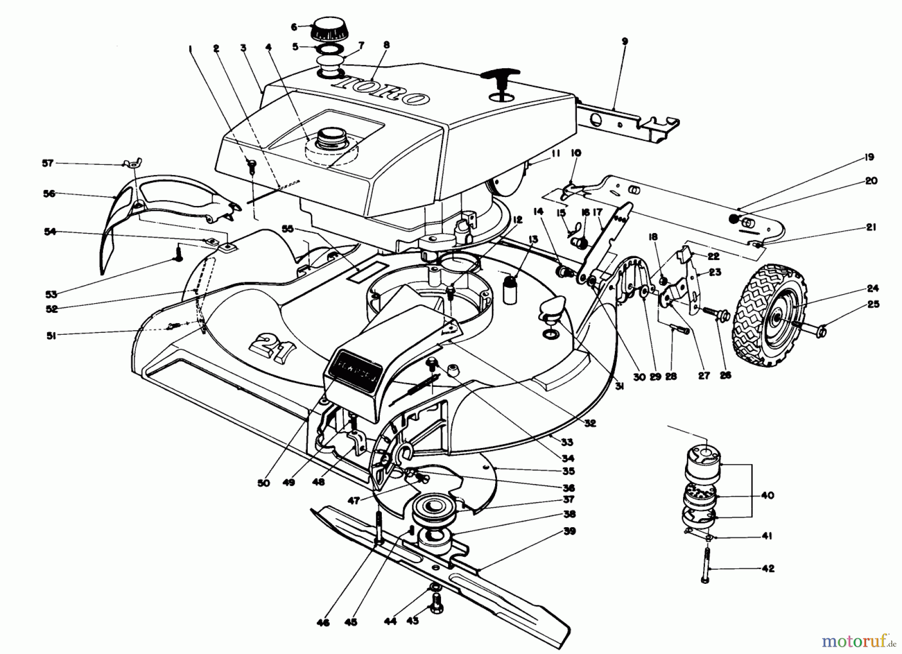 Toro Neu Mowers, Walk-Behind Seite 1 16268 - Toro Whirlwind Lawnmower, 1975 (5000001-5999999) HOUSING ASSEMBLY