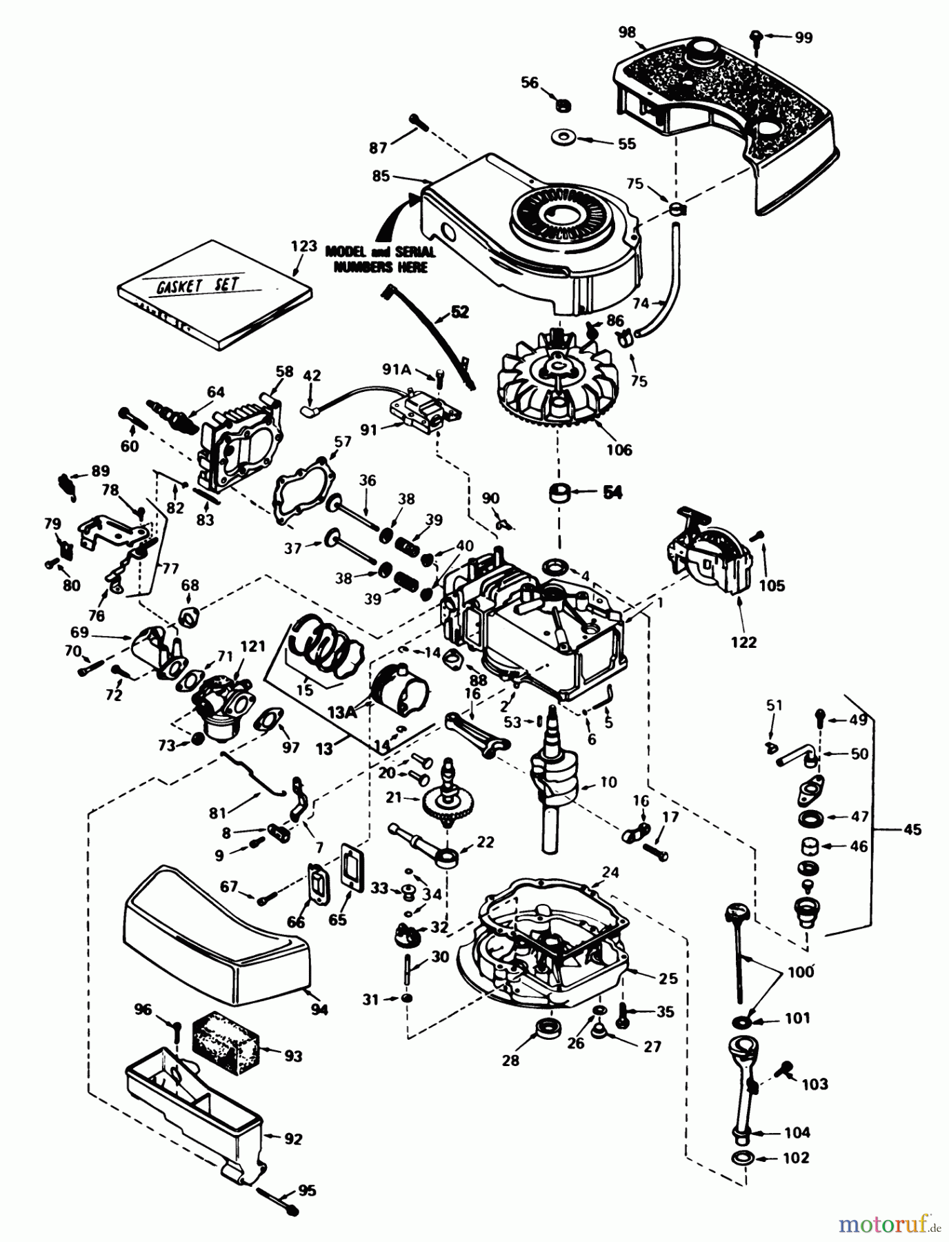 Toro Neu Mowers, Walk-Behind Seite 1 16297 - Toro Lawnmower, 1983 (3000001-3999999) ENGINE TECUMSEH MODEL NO. TNT 100-10077E