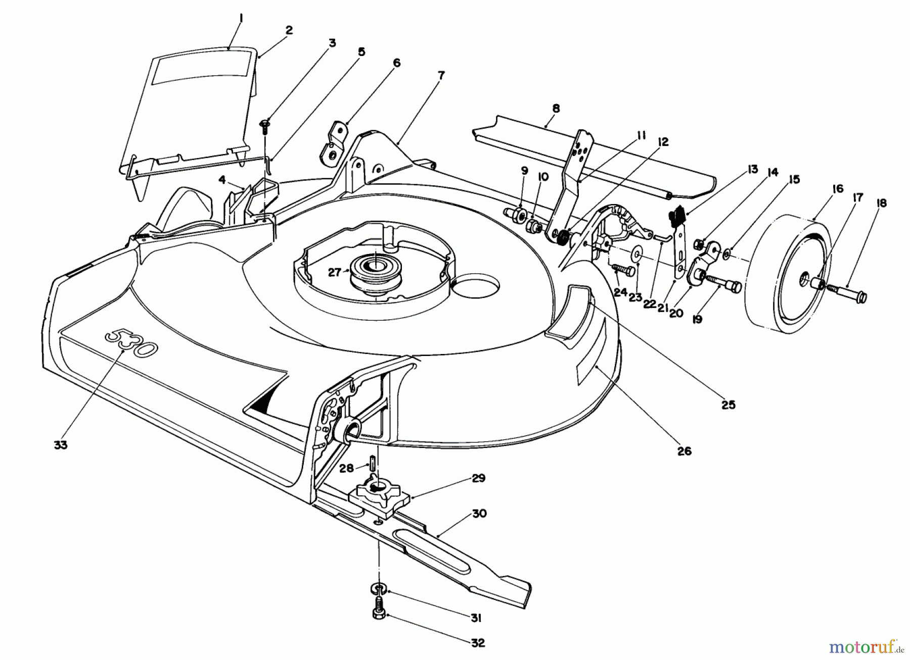 Toro Neu Mowers, Walk-Behind Seite 1 16297 - Toro Lawnmower, 1983 (3000001-3999999) HOUSING ASSEMBLY