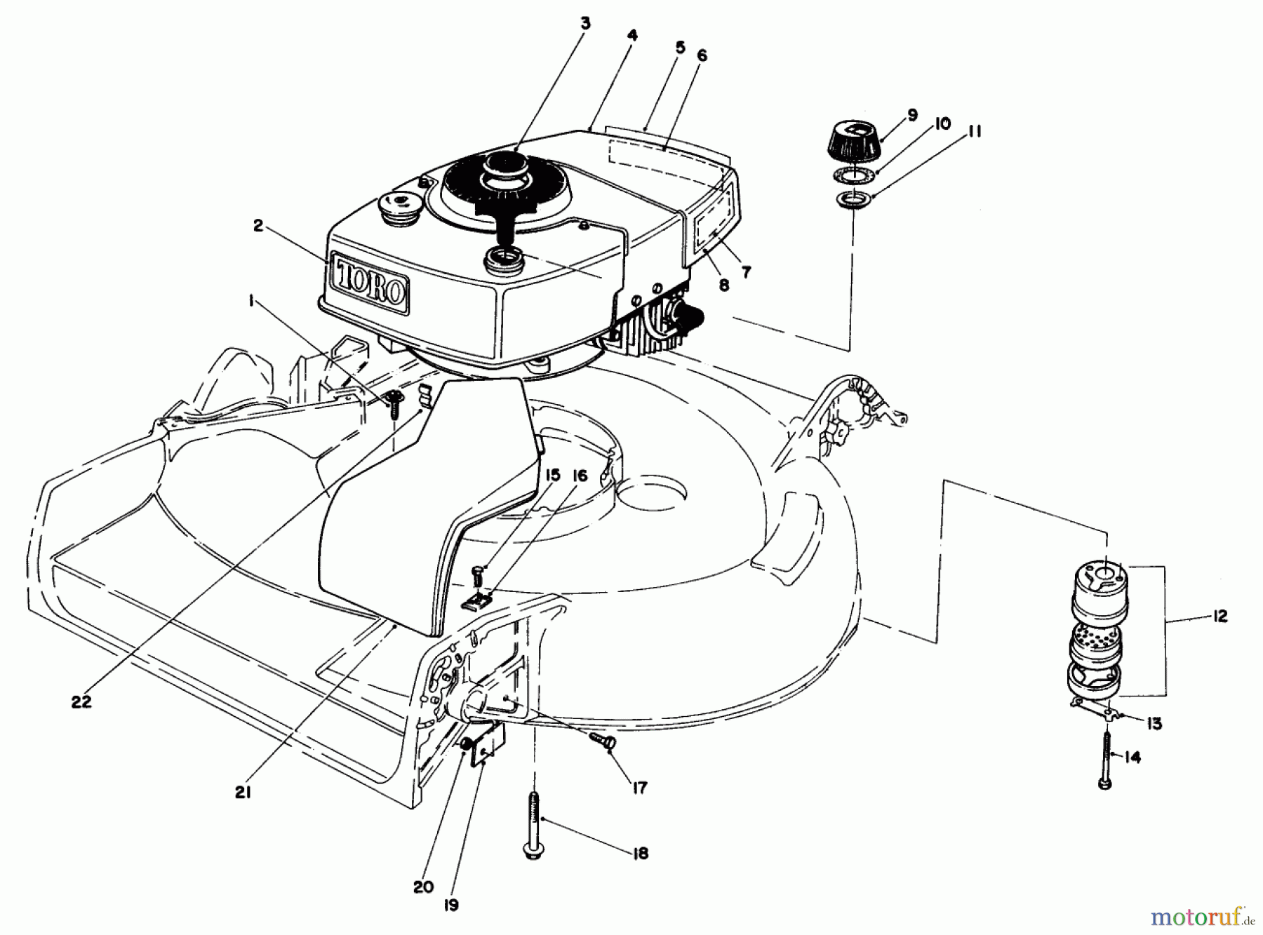 Toro Neu Mowers, Walk-Behind Seite 1 16299 - Toro Lawnmower, 1984 (4000001-4999999) ENGINE ASSEMBLY