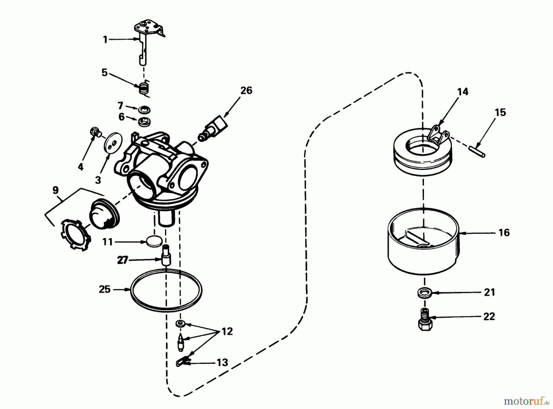 Toro Neu Mowers, Walk-Behind Seite 1 16299 - Toro Lawnmower, 1985 (5000001-5999999) CARBURETOR NO. 632050A