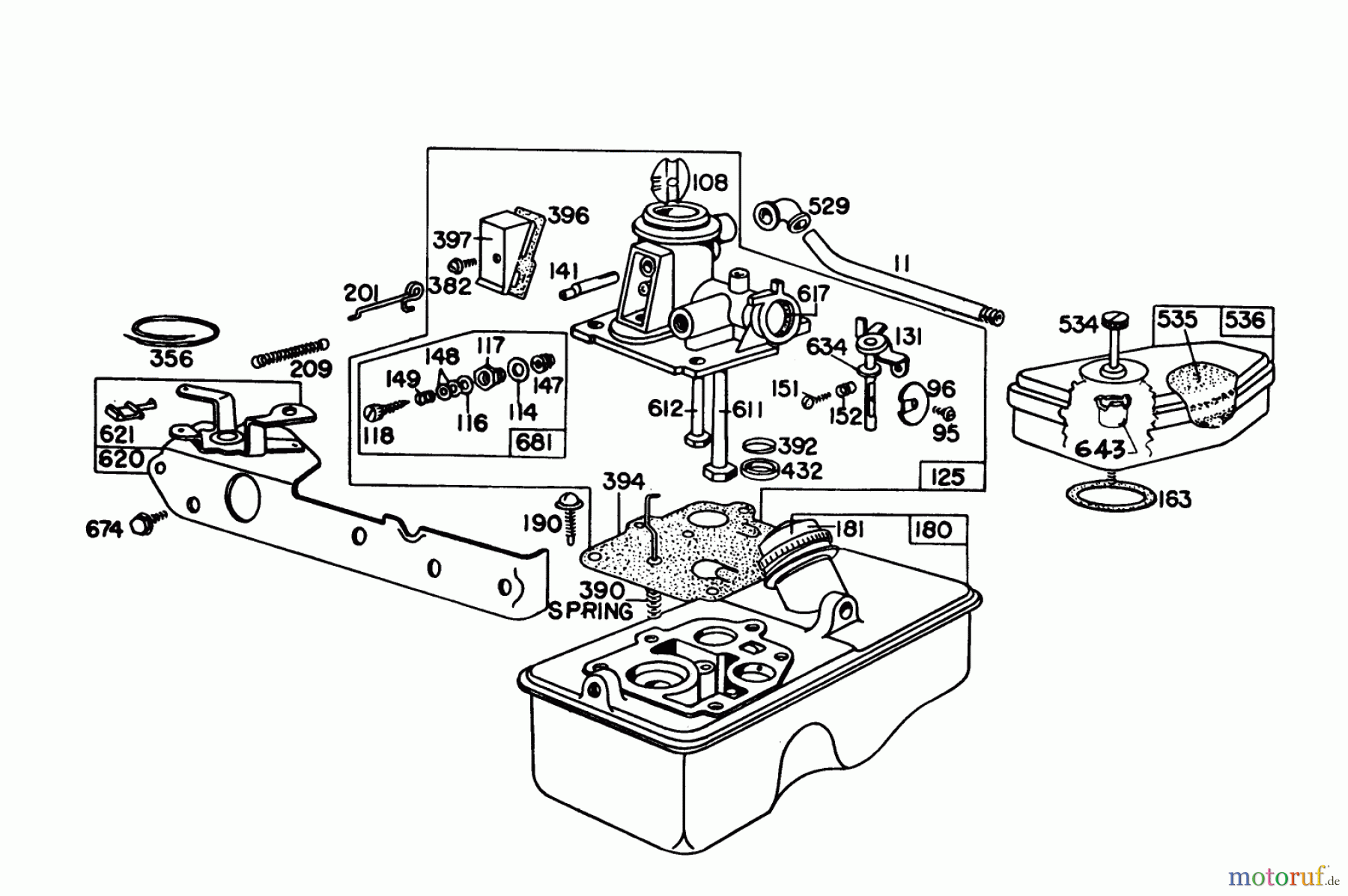 Toro Neu Mowers, Walk-Behind Seite 1 16320 - Toro Lawnmower, 1979 (9000001-9999999) BRIGGS & STRATTON CARBURETOR ASSEMBLY MODEL 92908-1842-02 FOR 21