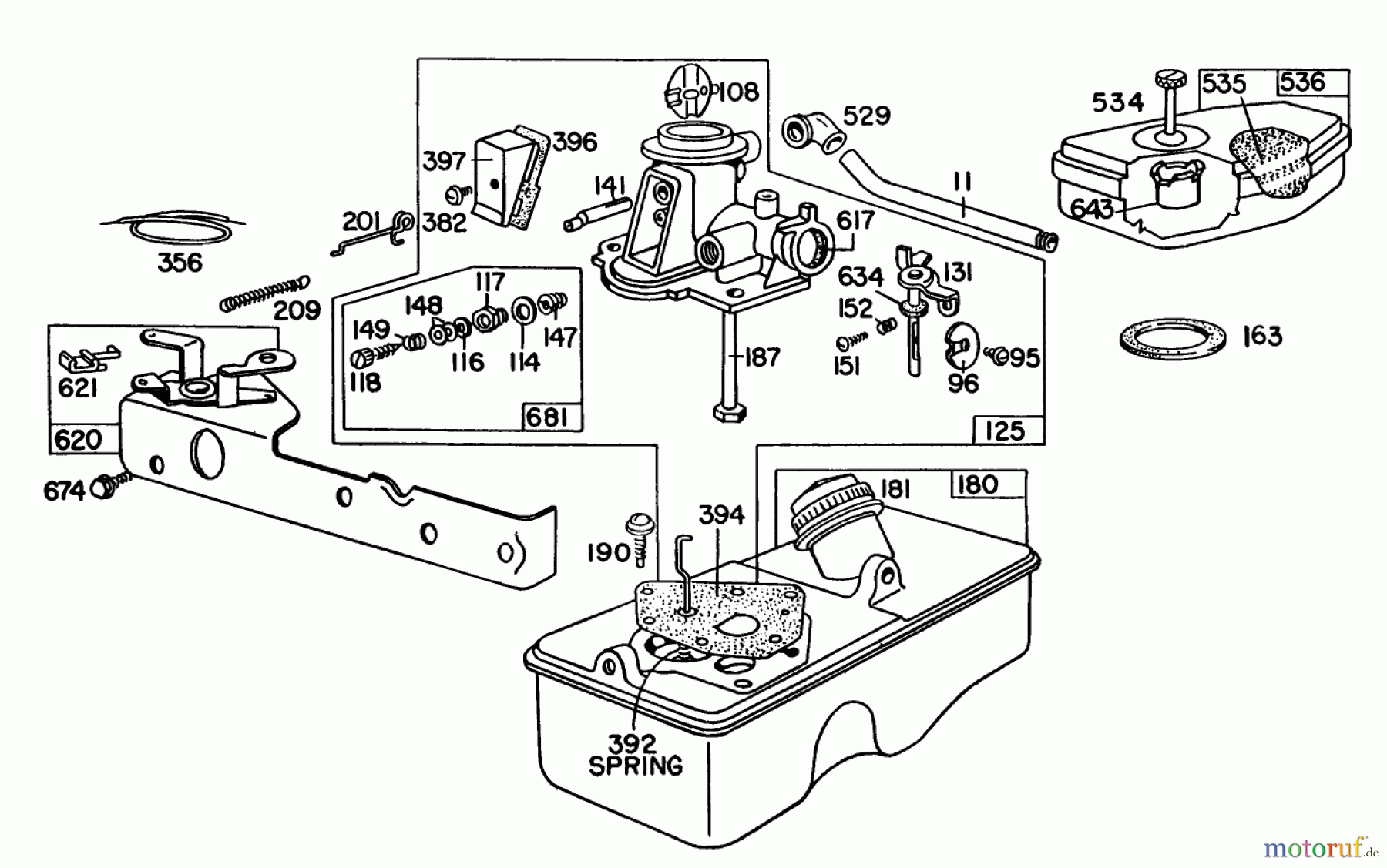 Toro Neu Mowers, Walk-Behind Seite 1 16310 - Toro Lawnmower, 1980 (0000001-0999999) BRIGGS & STRATTON CARBURETOR ASSEMBLY MODEL 92508-1000-02 FOR 19