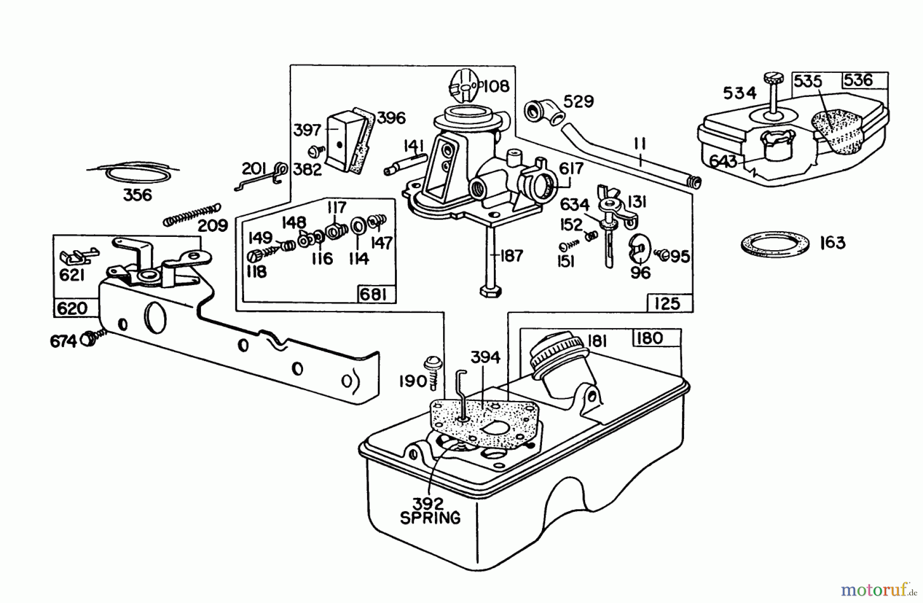 Toro Neu Mowers, Walk-Behind Seite 1 16310 - Toro Lawnmower, 1981 (1000001-1999999) BRIGGS & STRATTON CARBURETOR ASSEMBLY MODEL 92508-1033-01 FOR 19