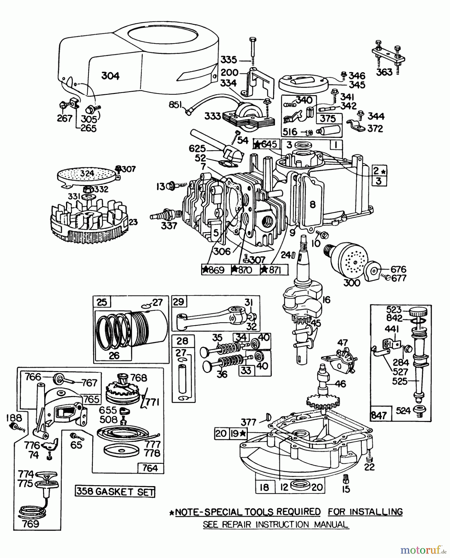 Toro Neu Mowers, Walk-Behind Seite 1 16310 - Toro Lawnmower, 1981 (1000001-1999999) ENGINE BRIGGS & STRATTON MODEL 92908-2053-01 ENGINE BRIGGS & STRATTON MODEL 93508-0195-01 FOR 21