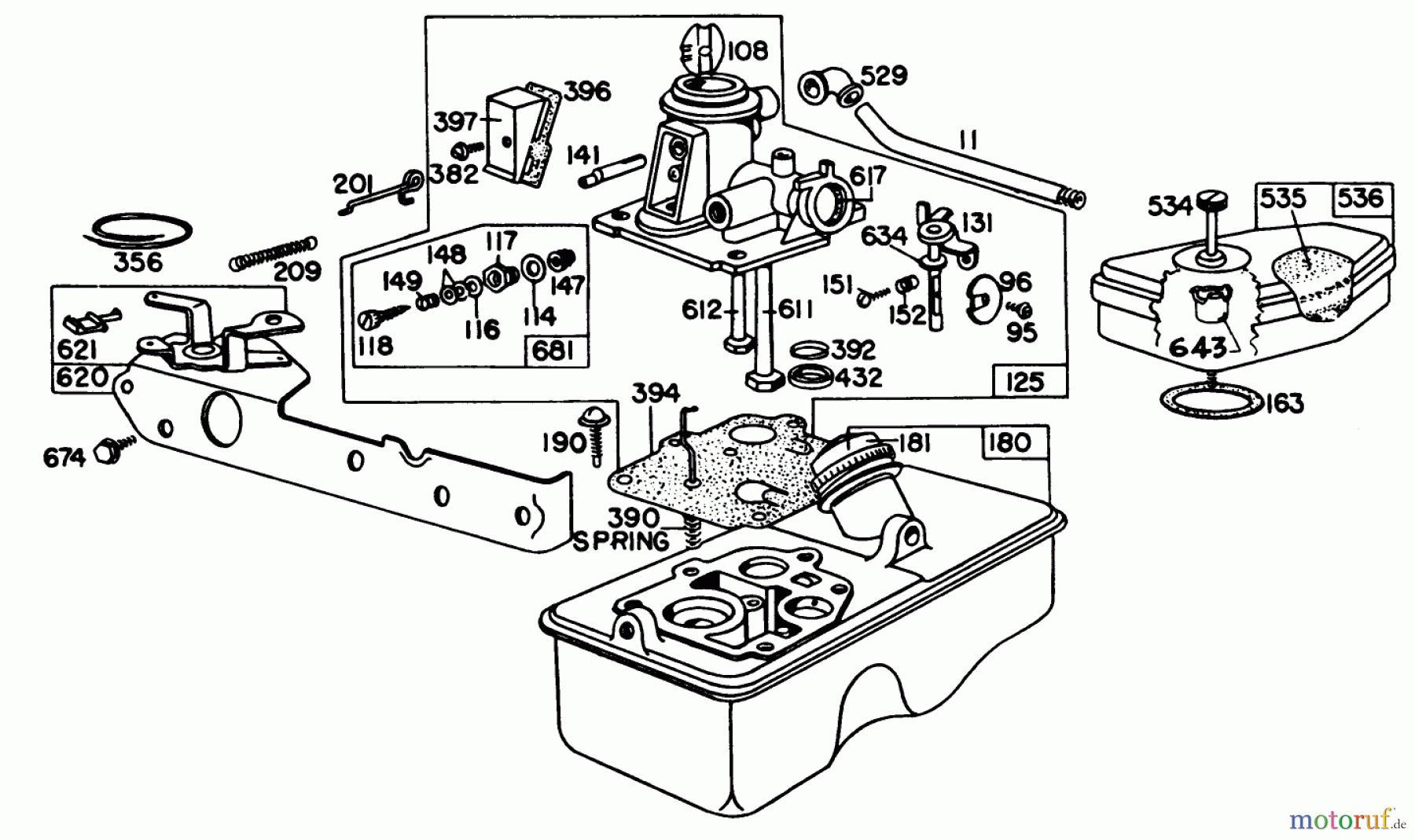 Toro Neu Mowers, Walk-Behind Seite 1 16310 - Toro Lawnmower, 1982 (2000001-2999999) BRIGGS & STRATTON CARBURETOR ASSEMBLY MODEL 92908-2053-01