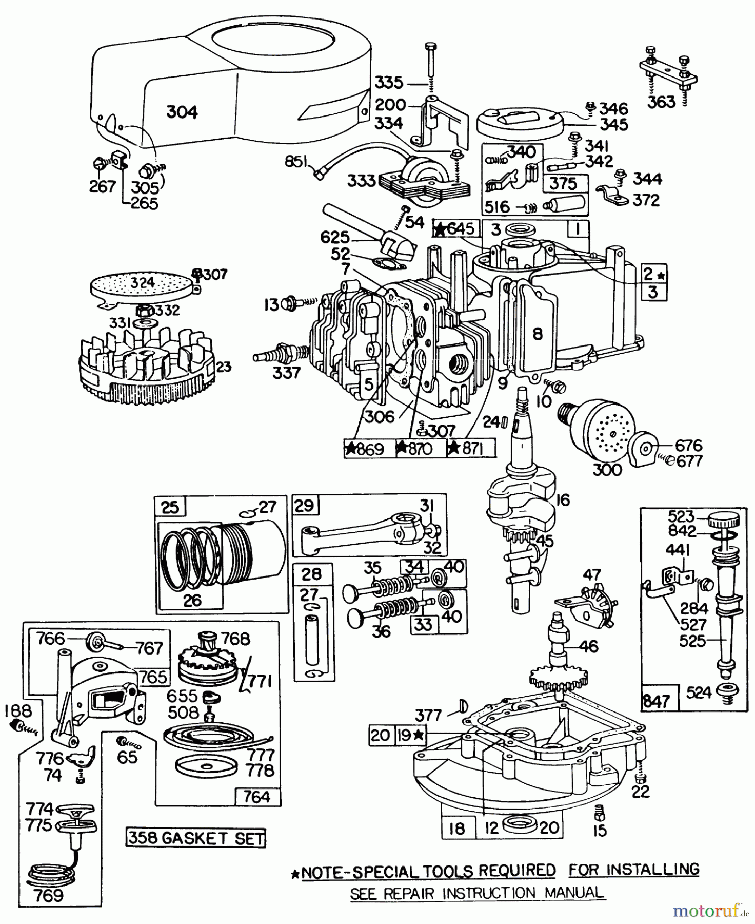 Toro Neu Mowers, Walk-Behind Seite 1 16310 - Toro Lawnmower, 1982 (2000001-2999999) ENGINE BRIGGS & STRATTON MODEL 93508-0195-01 ENGINE BRIGGS & STRATTON MODEL 92908-2053-01