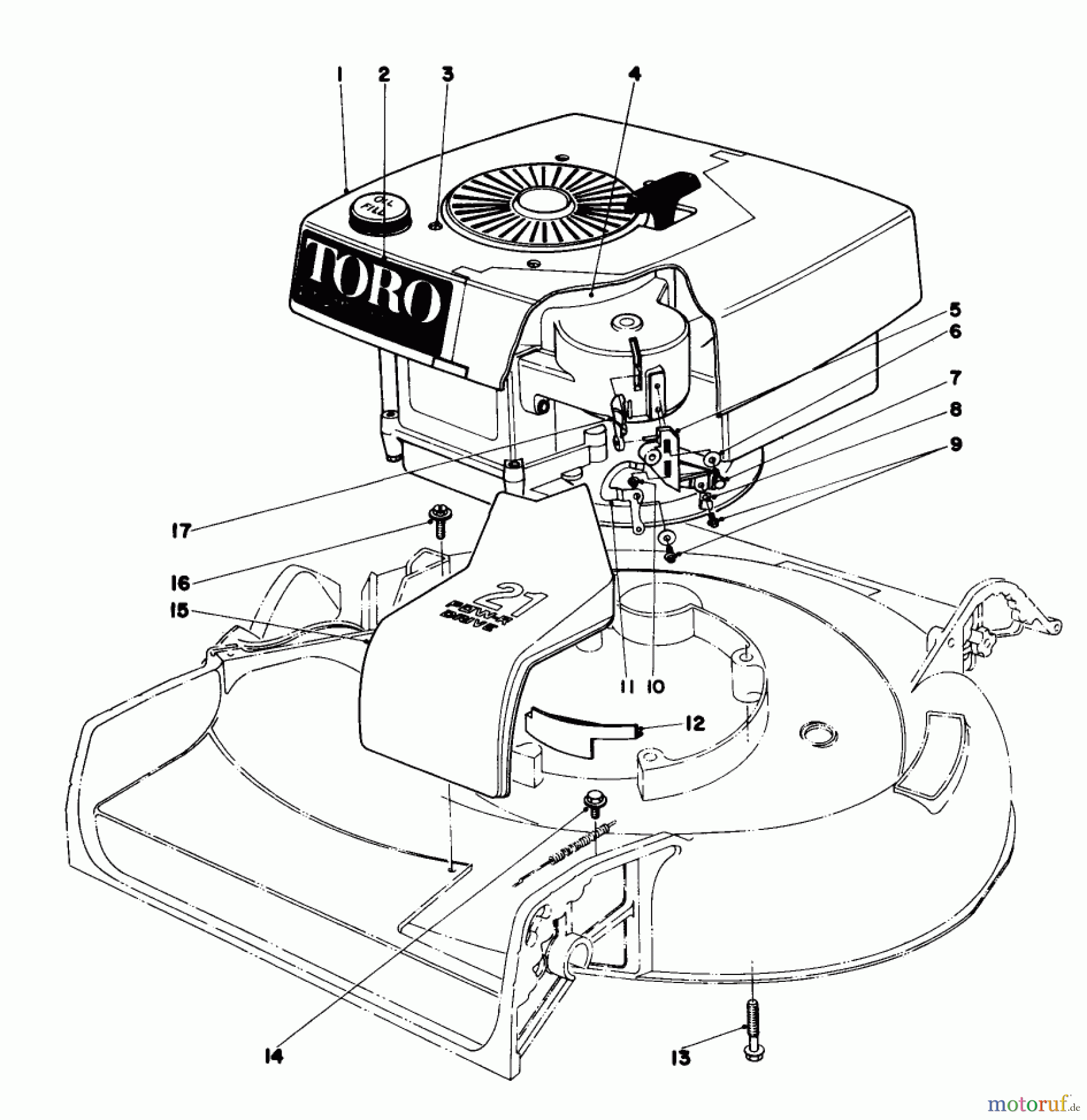 Toro Neu Mowers, Walk-Behind Seite 1 16320 - Toro Lawnmower, 1980 (0000001-0999999) ENGINE ASSEMBLY
