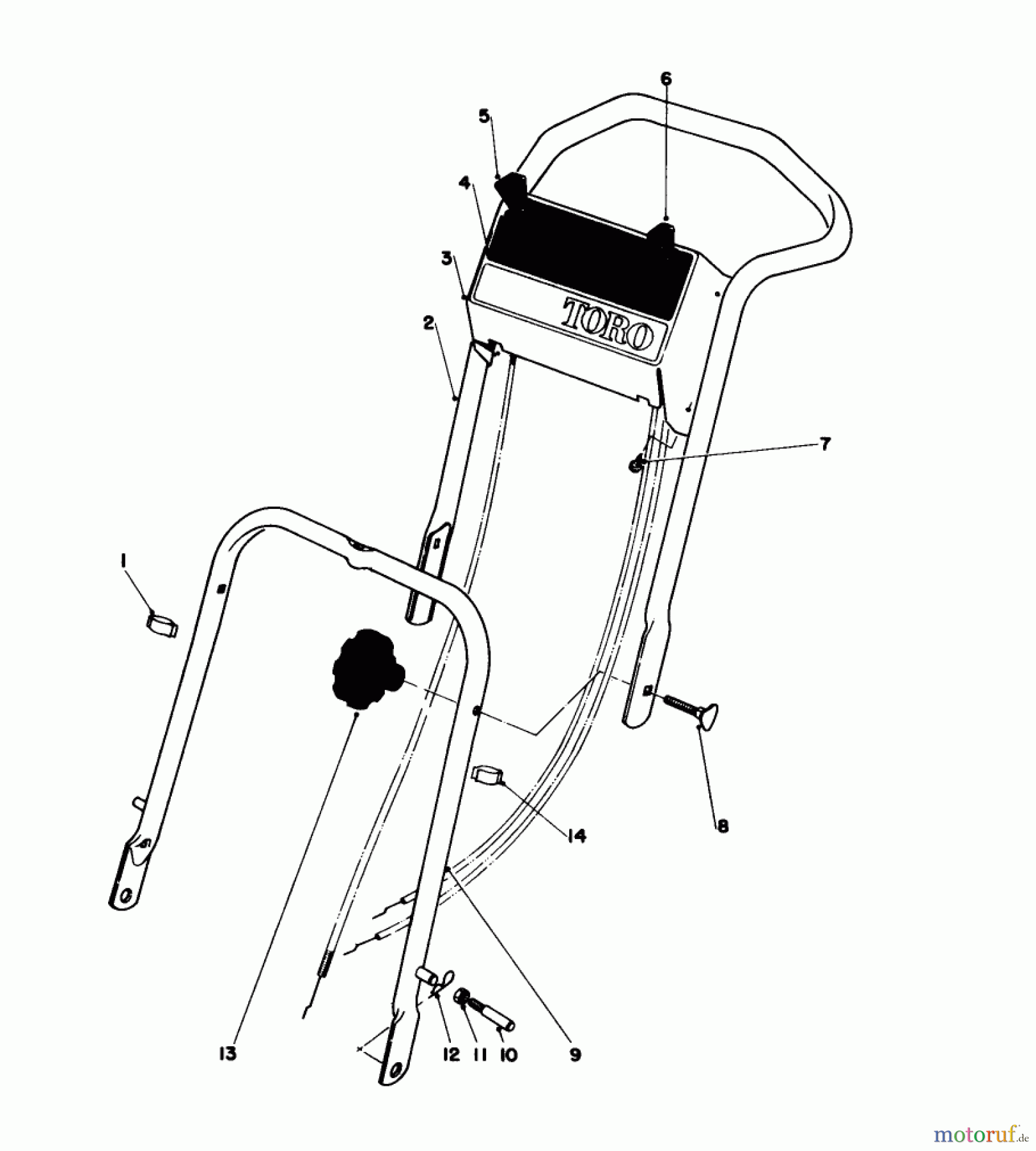 Toro Neu Mowers, Walk-Behind Seite 1 16320 - Toro Lawnmower, 1982 (2000001-2999999) HANDLE ASSEMBLY