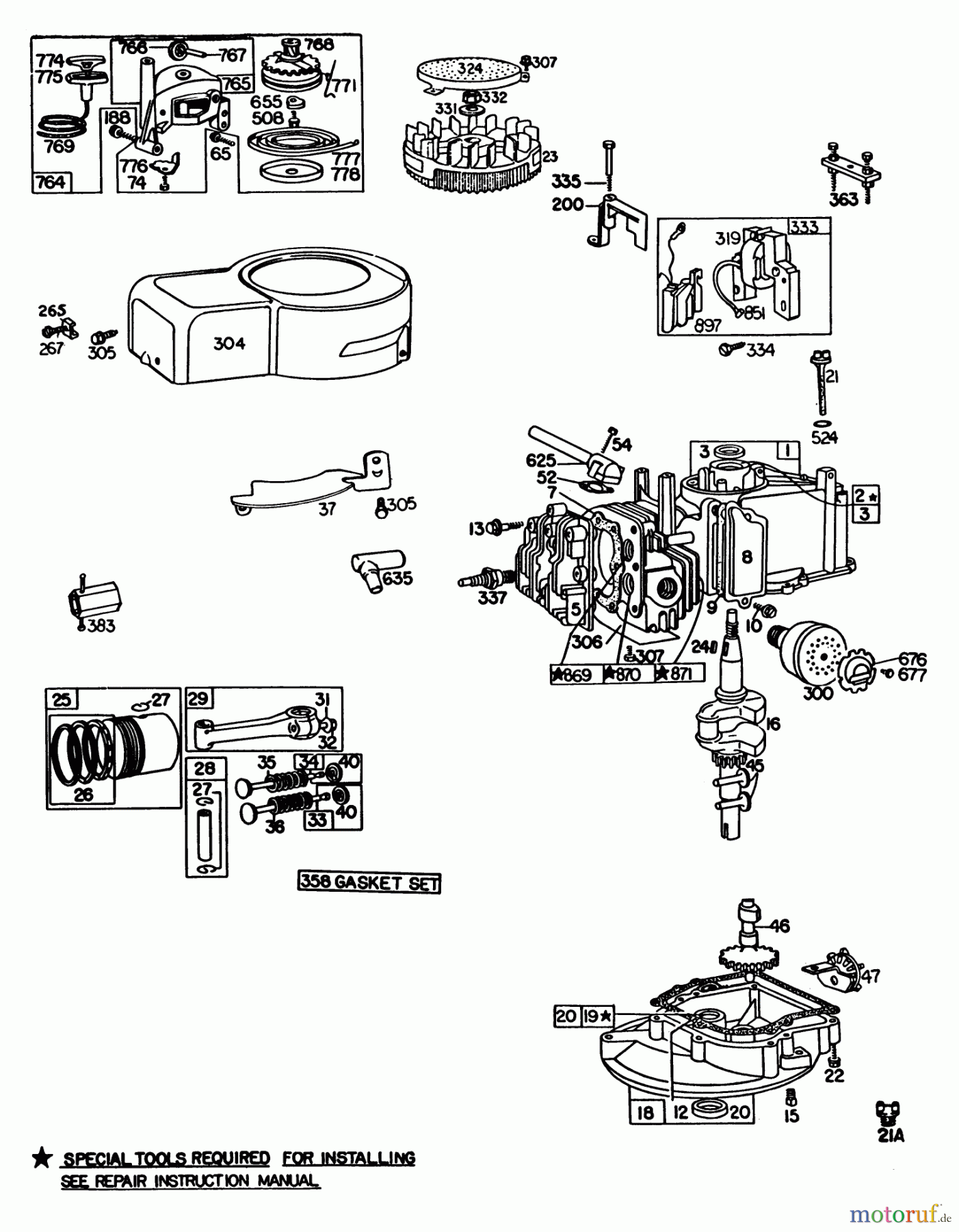 Toro Neu Mowers, Walk-Behind Seite 1 16330 - Toro Lawnmower, 1983 (3000001-3999999) ENGINE BRIGGS & STRATTON MODEL 92908-5205-01