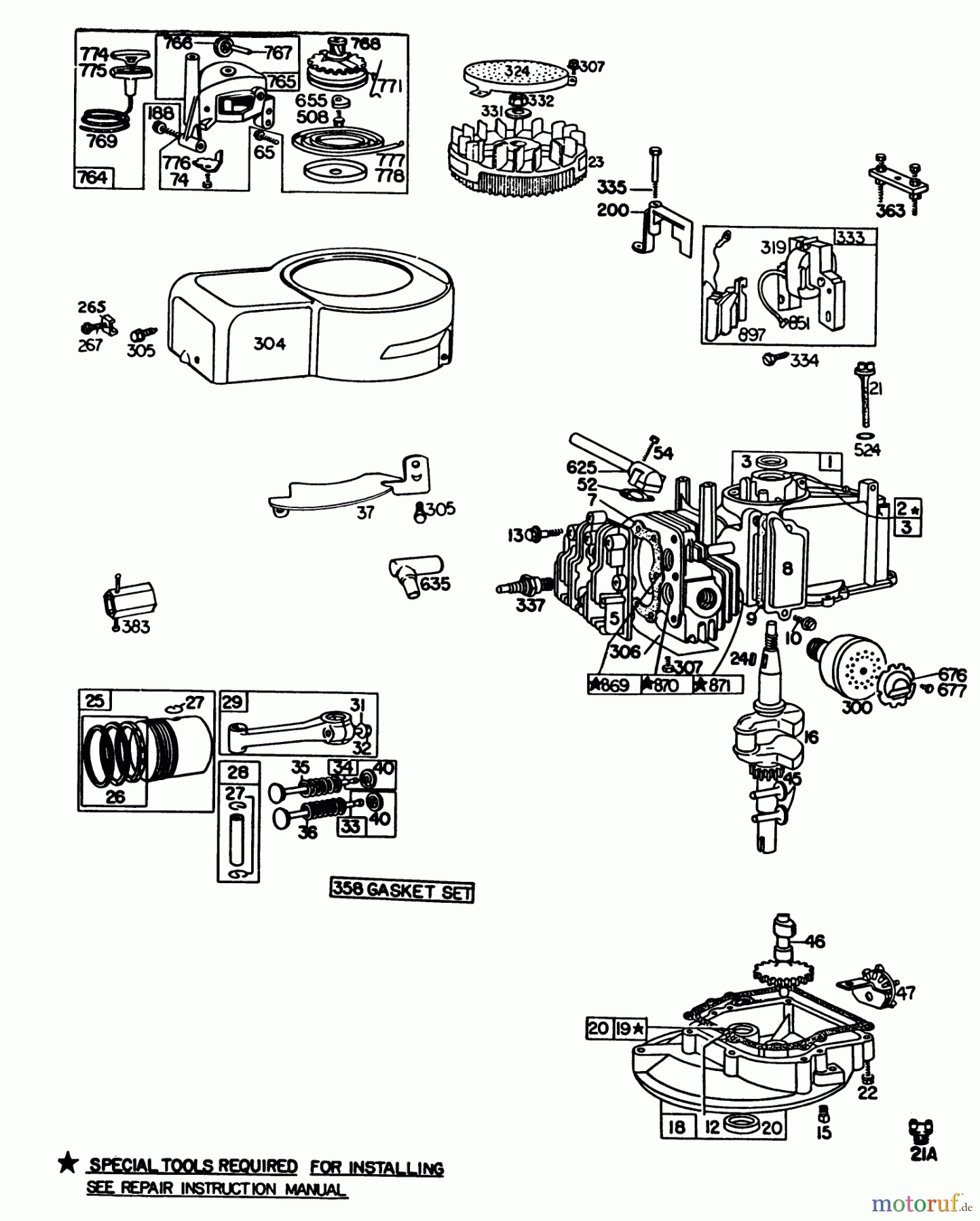Toro Neu Mowers, Walk-Behind Seite 1 16330 - Toro Lawnmower, 1985 (5000001-5999999) ENGINE BRIGGS & STRATTON MODEL 92908-5205-01 #1
