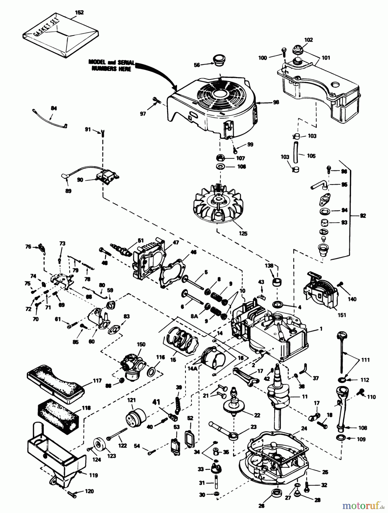 Toro Neu Mowers, Walk-Behind Seite 1 16340C - Toro Lawnmower, 1986 (6000001-6999999) ENGINE TECUMSEH MODEL NO. TVS100-44003