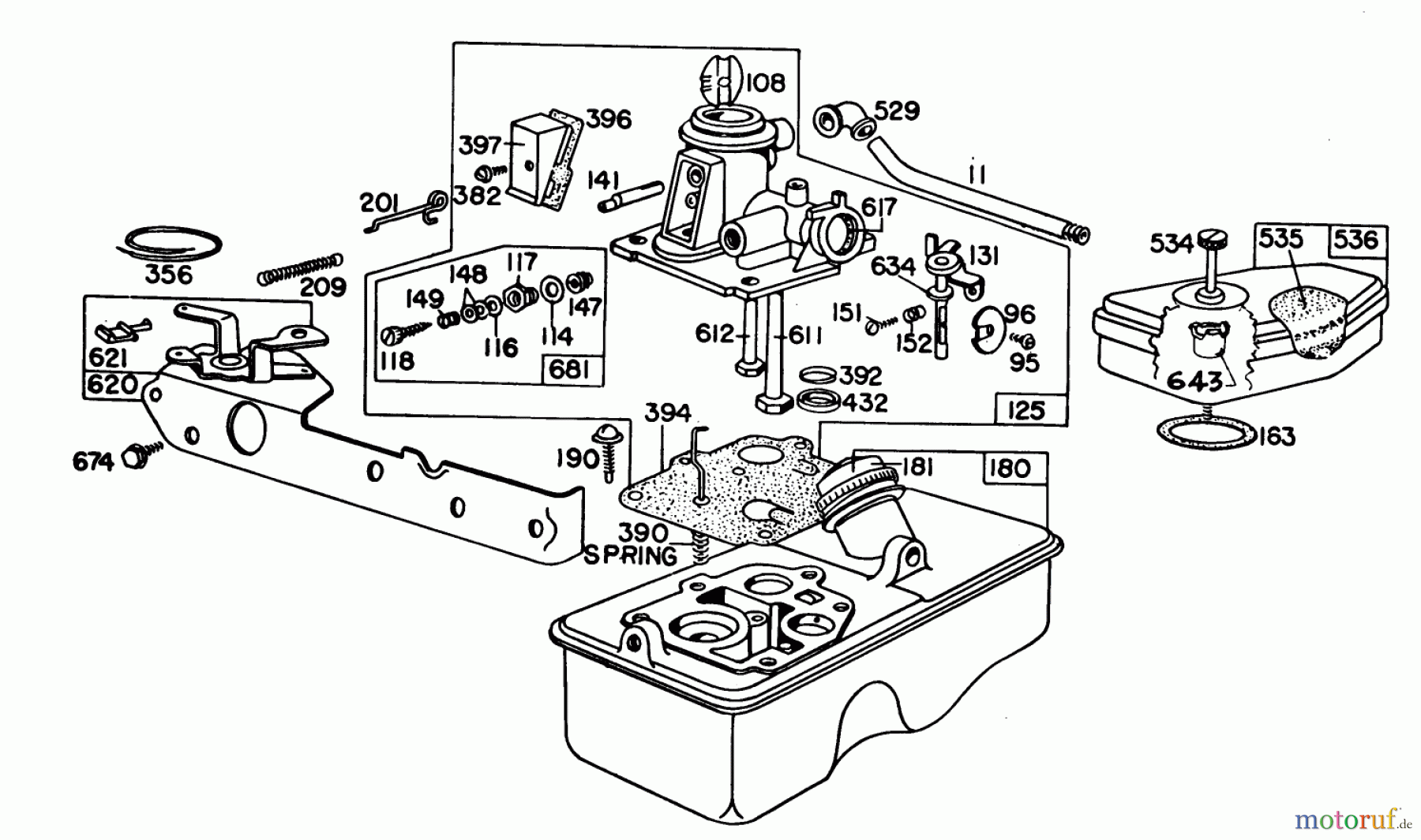 Toro Neu Mowers, Walk-Behind Seite 1 16370 - Toro Whirlwind II Lawnmower, 1979 (9000001-9999999) BRIGGS & STRATTON CARBURETOR ASSEMBLY MODEL 92908-1931-04 FOR 21