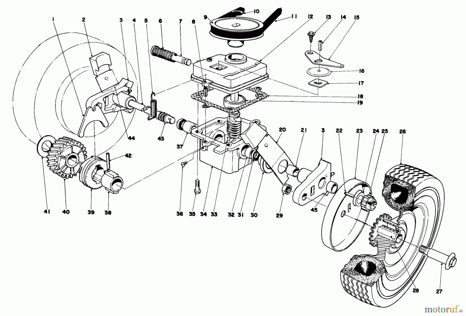 Toro Neu Mowers, Walk-Behind Seite 1 16390 - Toro Whirlwind PowR, 1979 (9000001-9999999) GEAR BOX ASSEMBLY MODEL 16390