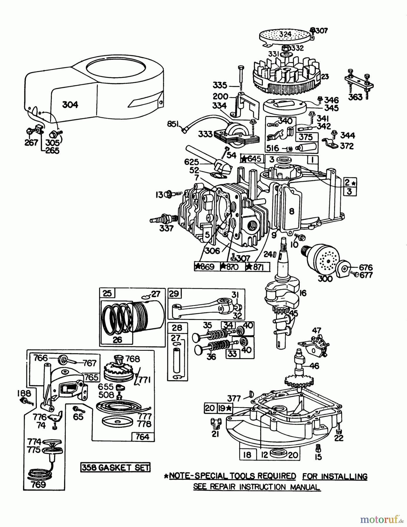 Toro Neu Mowers, Walk-Behind Seite 1 16390 - Toro Whirlwind PowR, 1981 (1000001-1999999) ENGINE BRIGGS & STRATTON MODEL 92908-2052-02, ENGINE BRIGGS & STRATTON MODEL 93508-0193-02