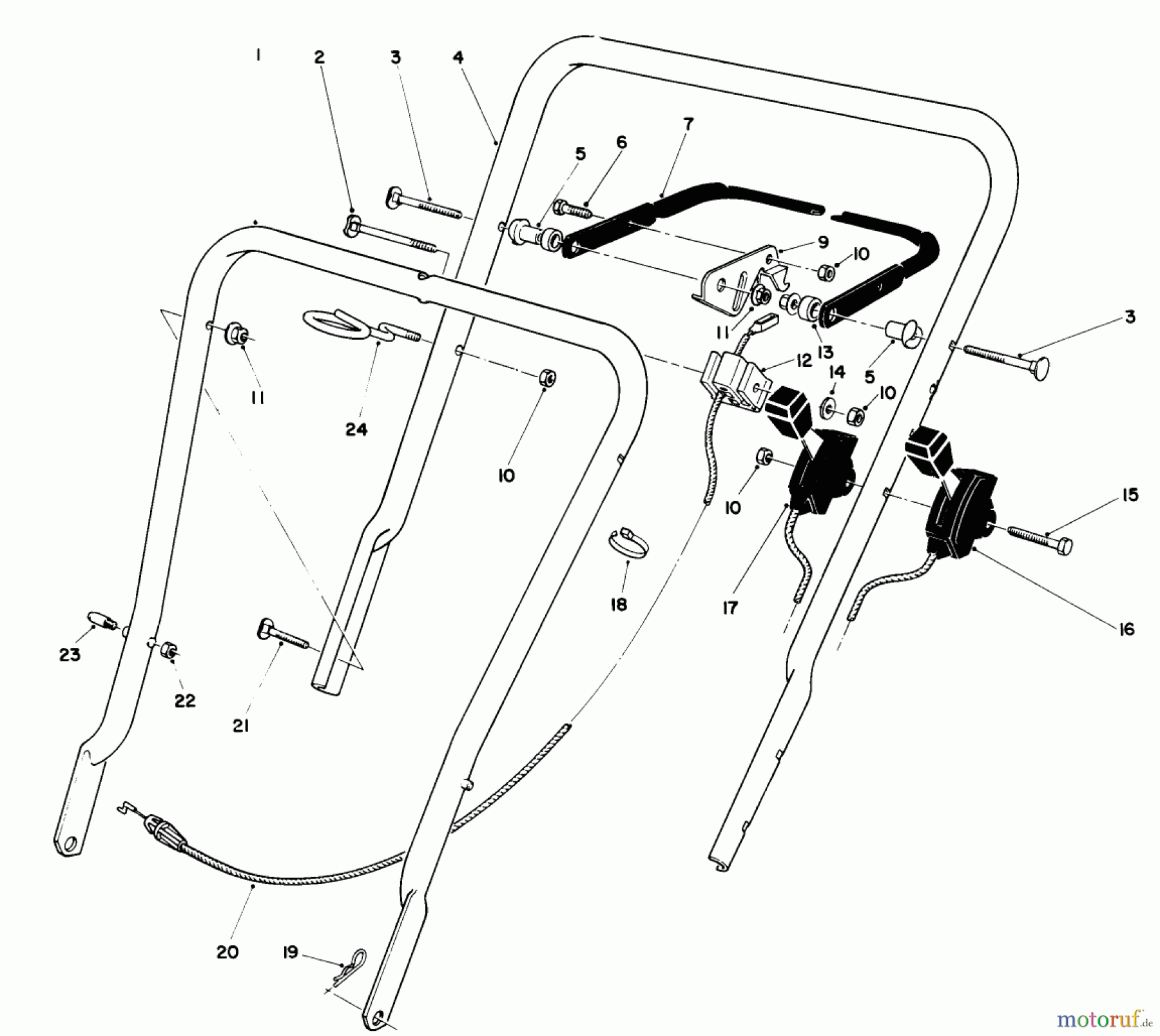 Toro Neu Mowers, Walk-Behind Seite 1 16401 - Toro Side Discharge Mower, 1994 (4900001-4999999) HANDLE ASSEMBLY