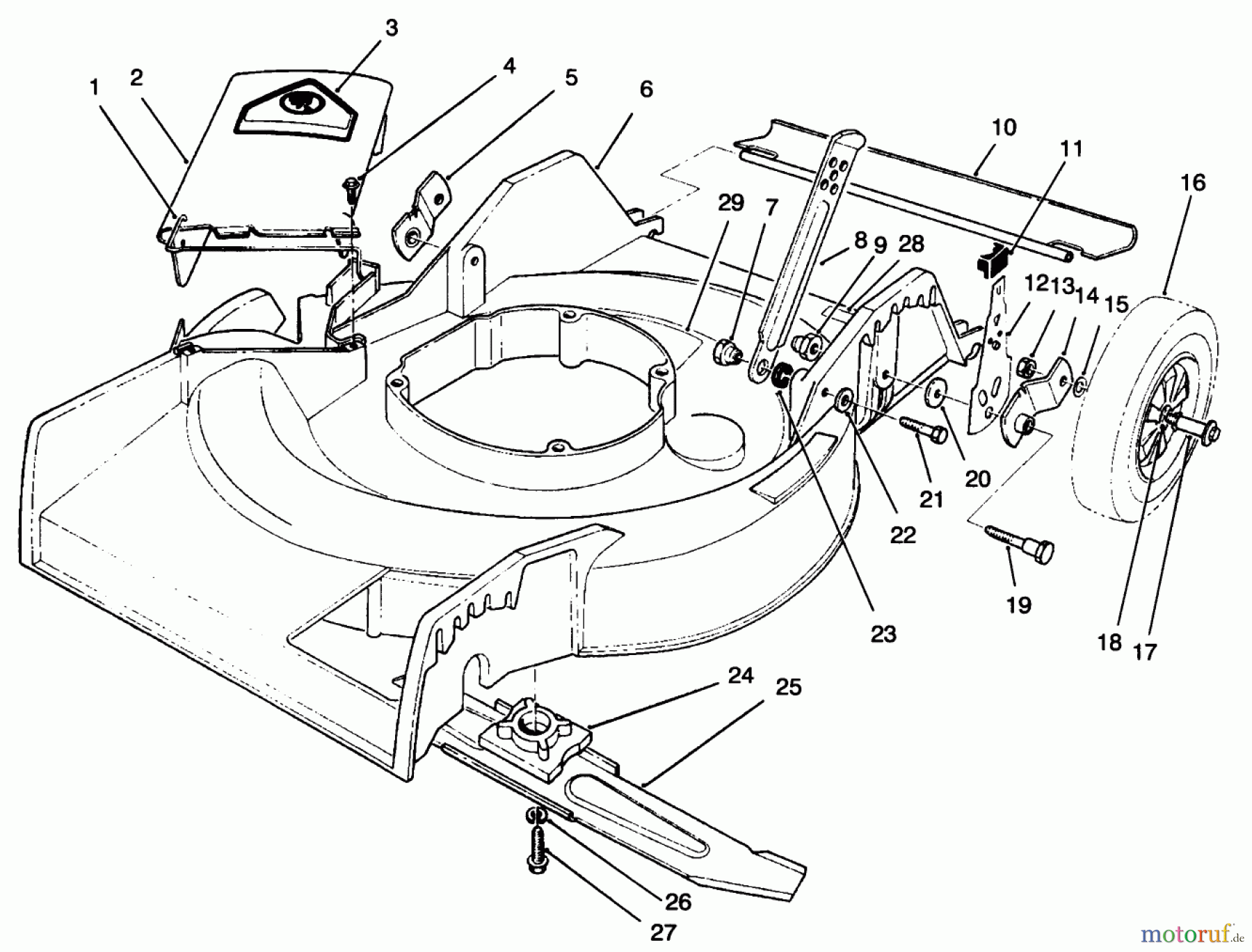  Toro Neu Mowers, Walk-Behind Seite 1 16401 - Toro Side Discharge Mower, 1995 (59000001-59999999) HOUSING ASSEMBLY