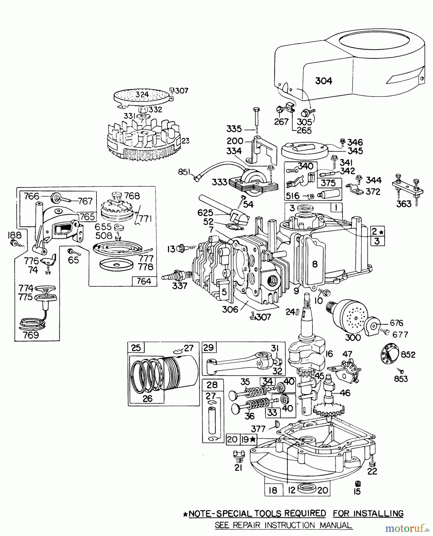 Toro Neu Mowers, Walk-Behind Seite 1 16550 - Toro Lawnmower, 1978 (8000001-8999999) ENGINE BRIGGS & STRATTON MODEL NO. 92908-1841-01