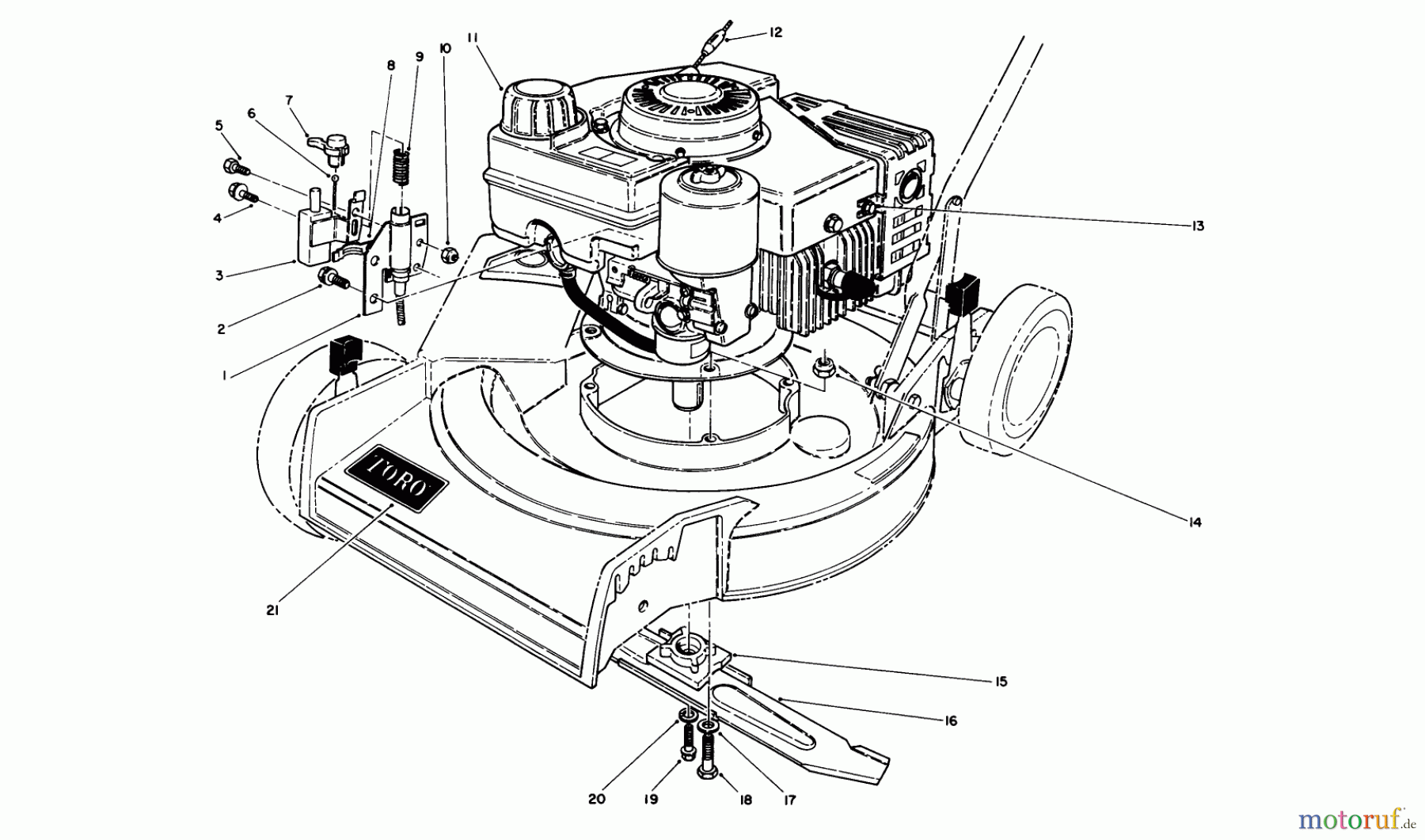Toro Neu Mowers, Walk-Behind Seite 1 16551 - Toro Lawnmower, 1989 (9000001-9999999) ENGINE ASSEMBLY