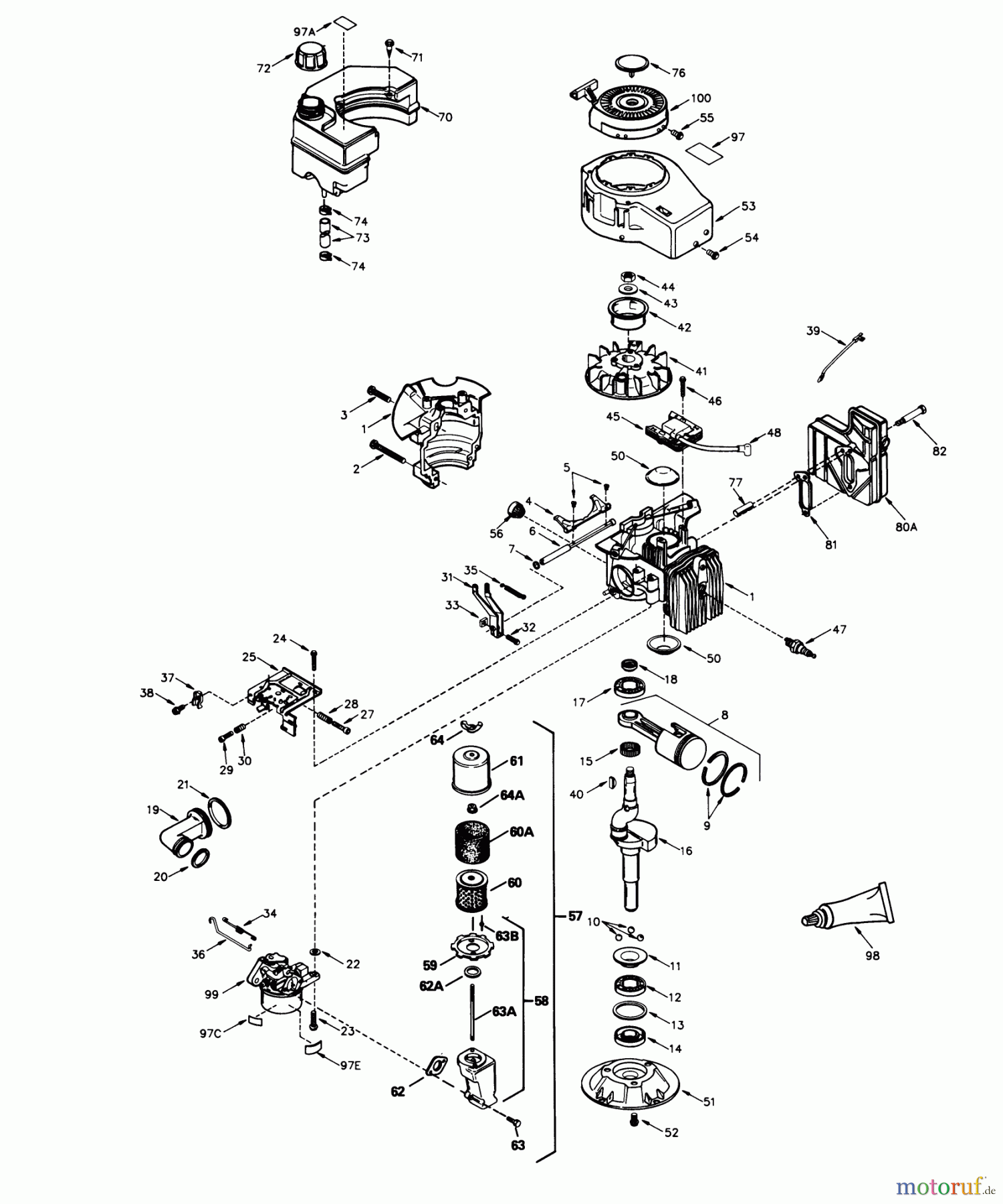 Toro Neu Mowers, Walk-Behind Seite 1 16551 - Toro Lawnmower, 1989 (9000001-9999999) ENGINE TECUMSEH MODEL NO. TVS840-8016B