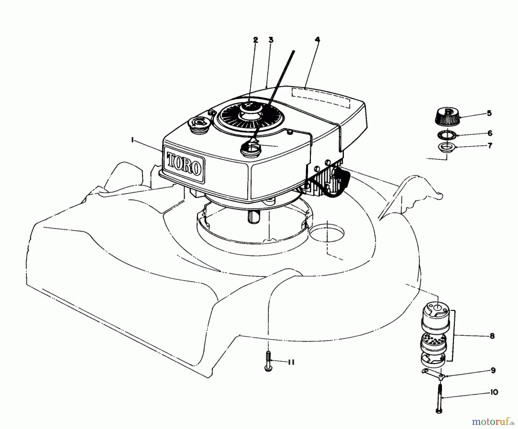 Toro Neu Mowers, Walk-Behind Seite 1 16570 - Toro Lawnmower, 1983 (3000001-3999999) ENGINE ASSEMBLY