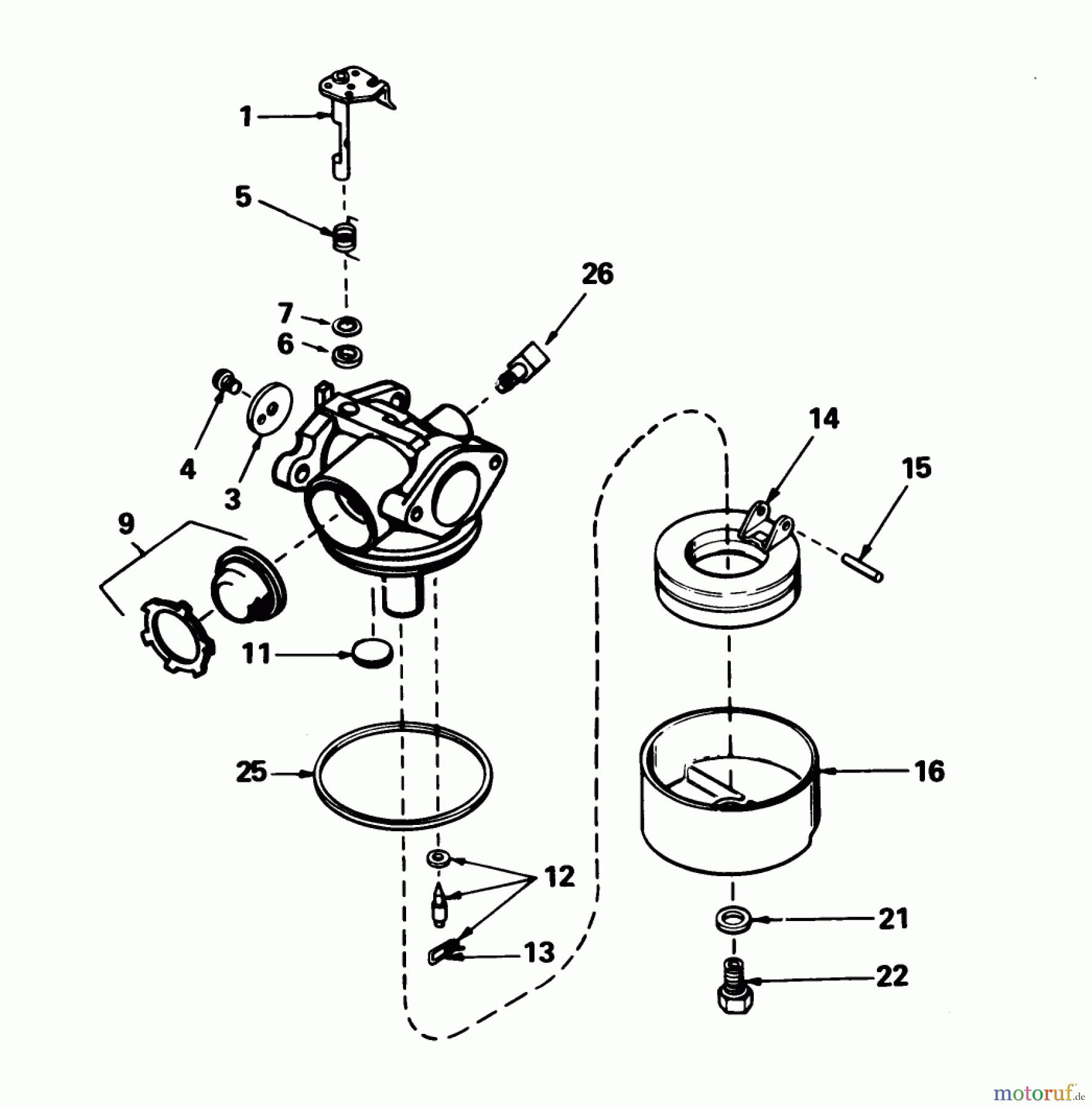 Toro Neu Mowers, Walk-Behind Seite 1 16575 - Toro Lawnmower, 1988 (8000001-8012678) CARBURETOR NO. 632098