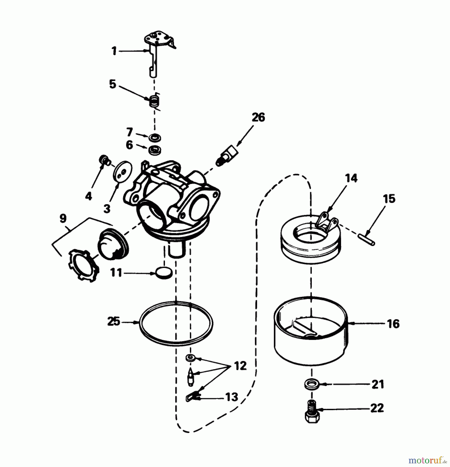 Toro Neu Mowers, Walk-Behind Seite 1 16575 - Toro Lawnmower, 1988 (8012679-8999999) CARBURETOR NO. 632098