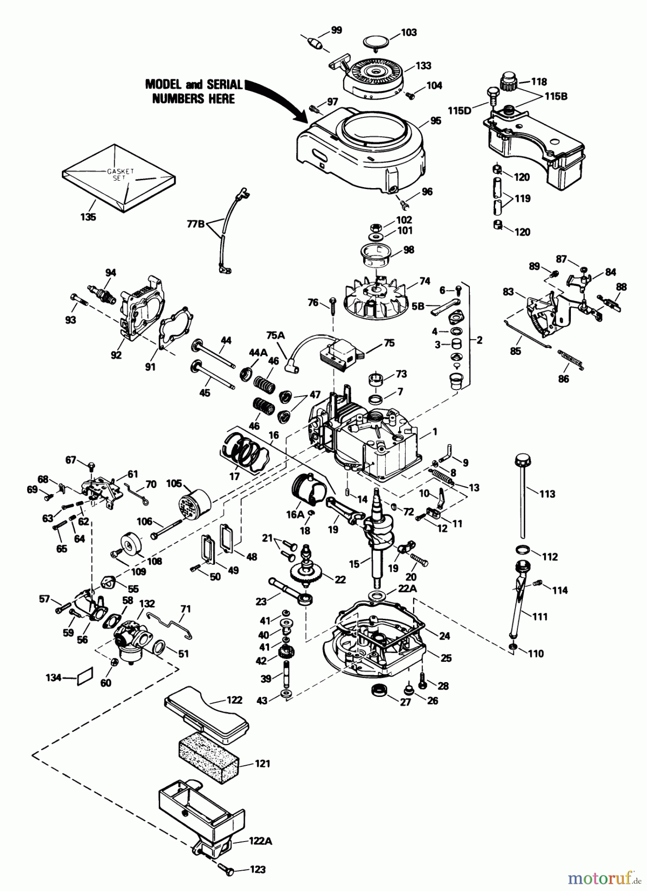 Toro Neu Mowers, Walk-Behind Seite 1 16575 - Toro Lawnmower, 1989 (9000001-9999999) ENGINE TECUMSEH MODEL NO. TVS100-44016B