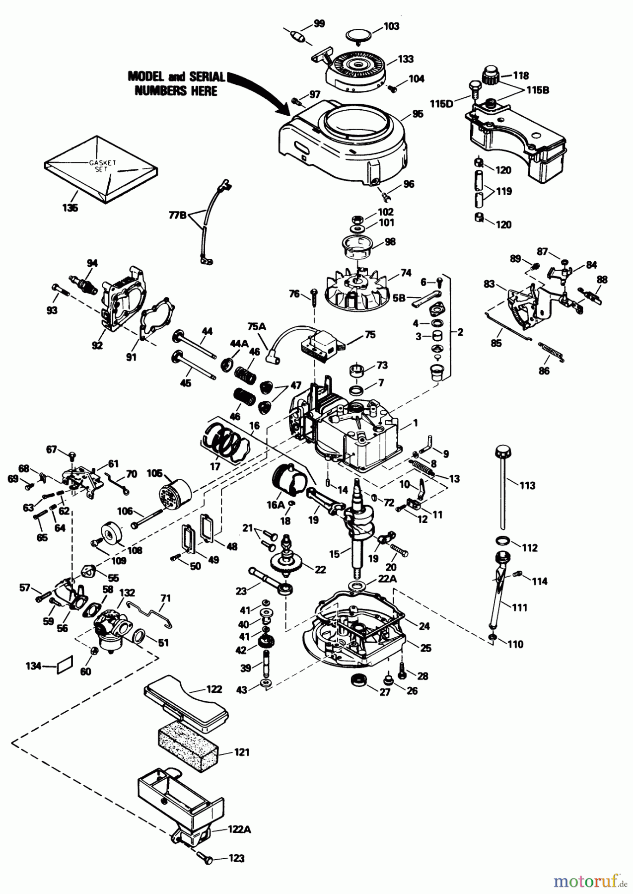 Toro Neu Mowers, Walk-Behind Seite 1 16575C - Toro Lawnmower, 1989 (9000001-9999999) ENGINE TECUMSEH MODEL NO. TVS100-44016B