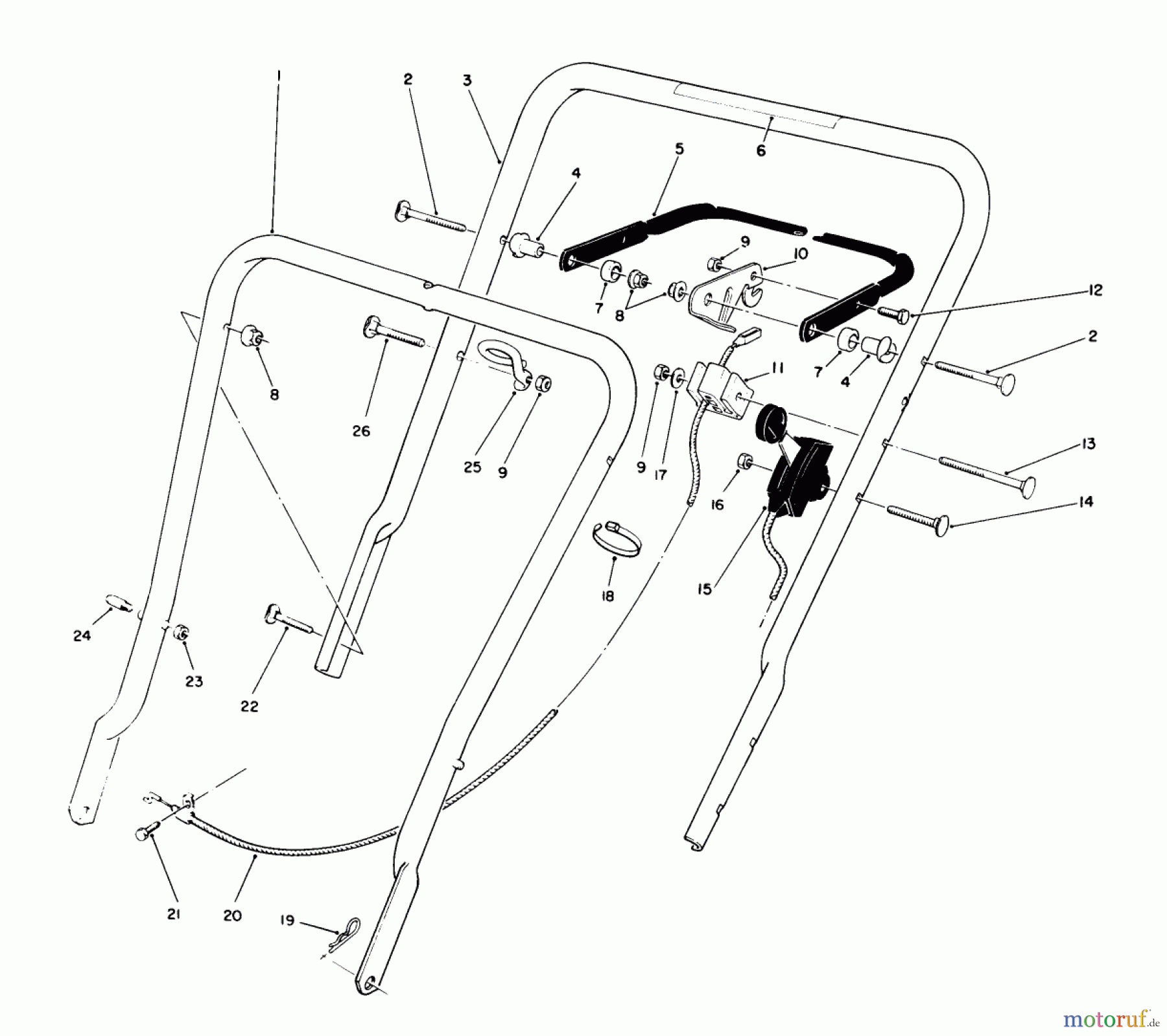 Toro Neu Mowers, Walk-Behind Seite 1 16576 - Toro Lawnmower, 1990 (0000001-0999999) HANDLE ASSEMBLY
